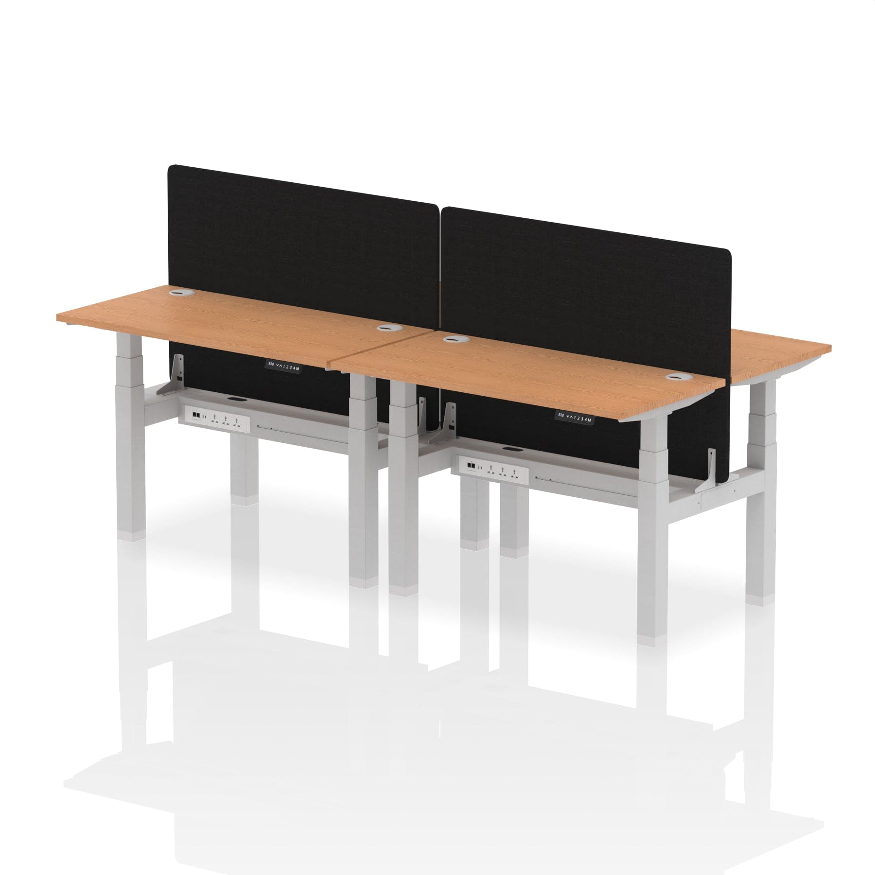 Air Back-to-Back Slimline Height Adjustable Bench Desk - 4 Person with Black Straight Screen - Image 11