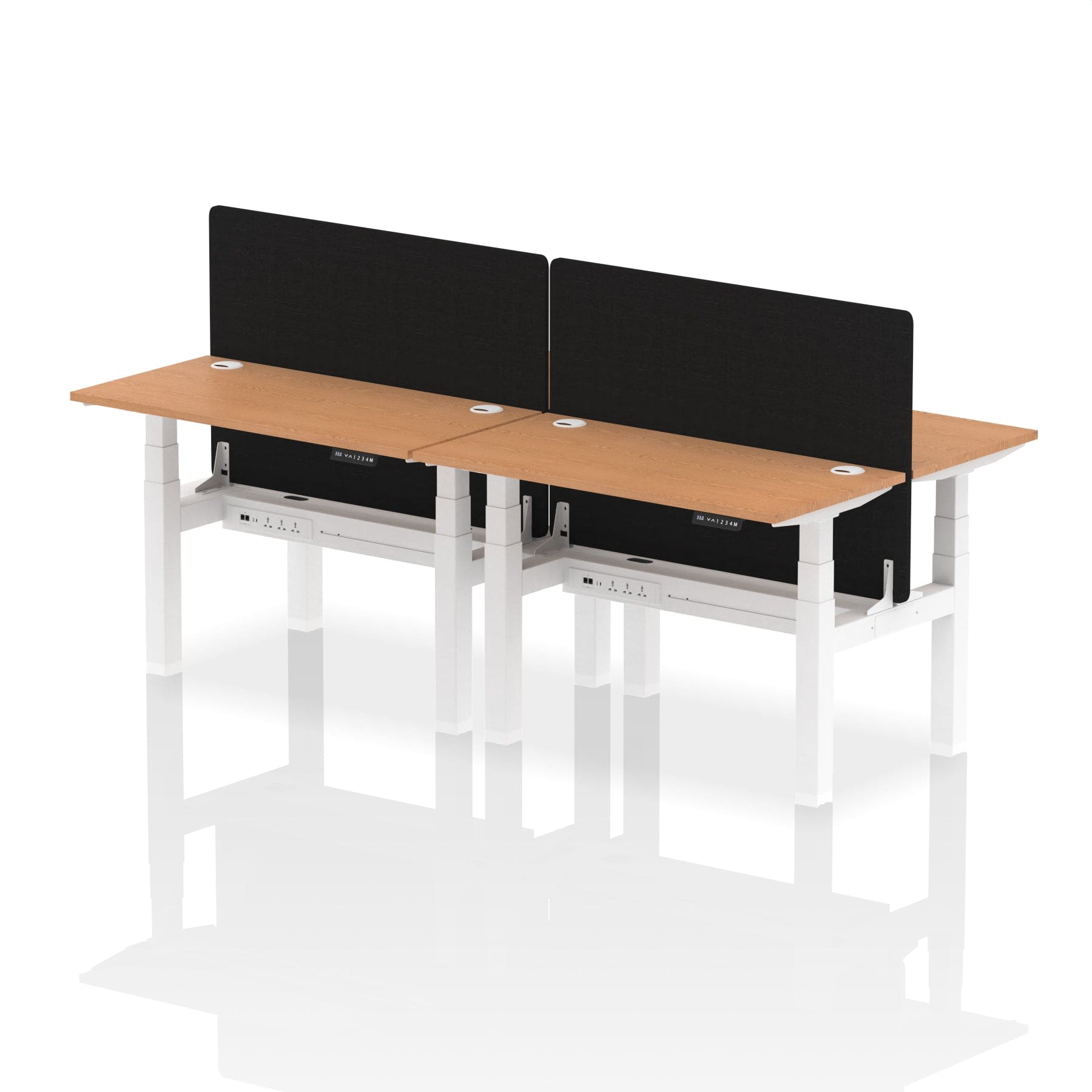 Air Back-to-Back Slimline Height Adjustable Bench Desk - 4 Person with Black Straight Screen - Image 12