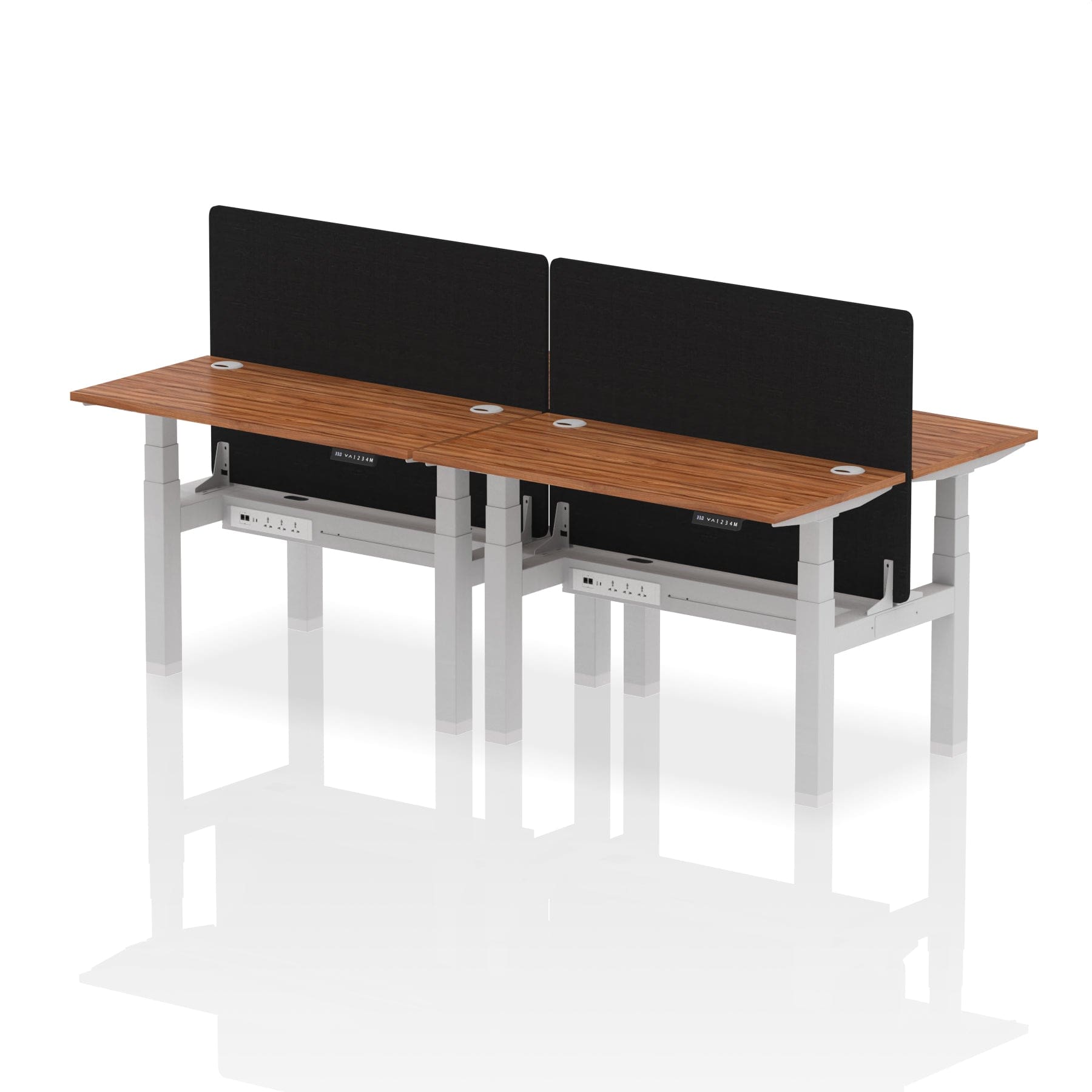 Air Back-to-Back Slimline Height Adjustable Bench Desk - 4 Person with Black Straight Screen - Image 14
