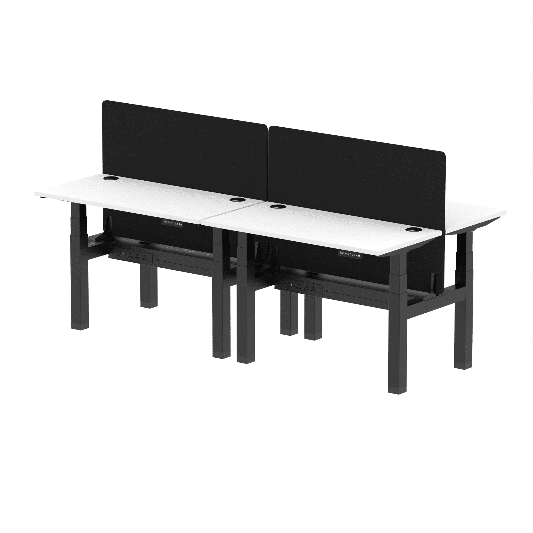 Air Back-to-Back Slimline Height Adjustable Bench Desk - 4 Person with Black Straight Screen - Image 16