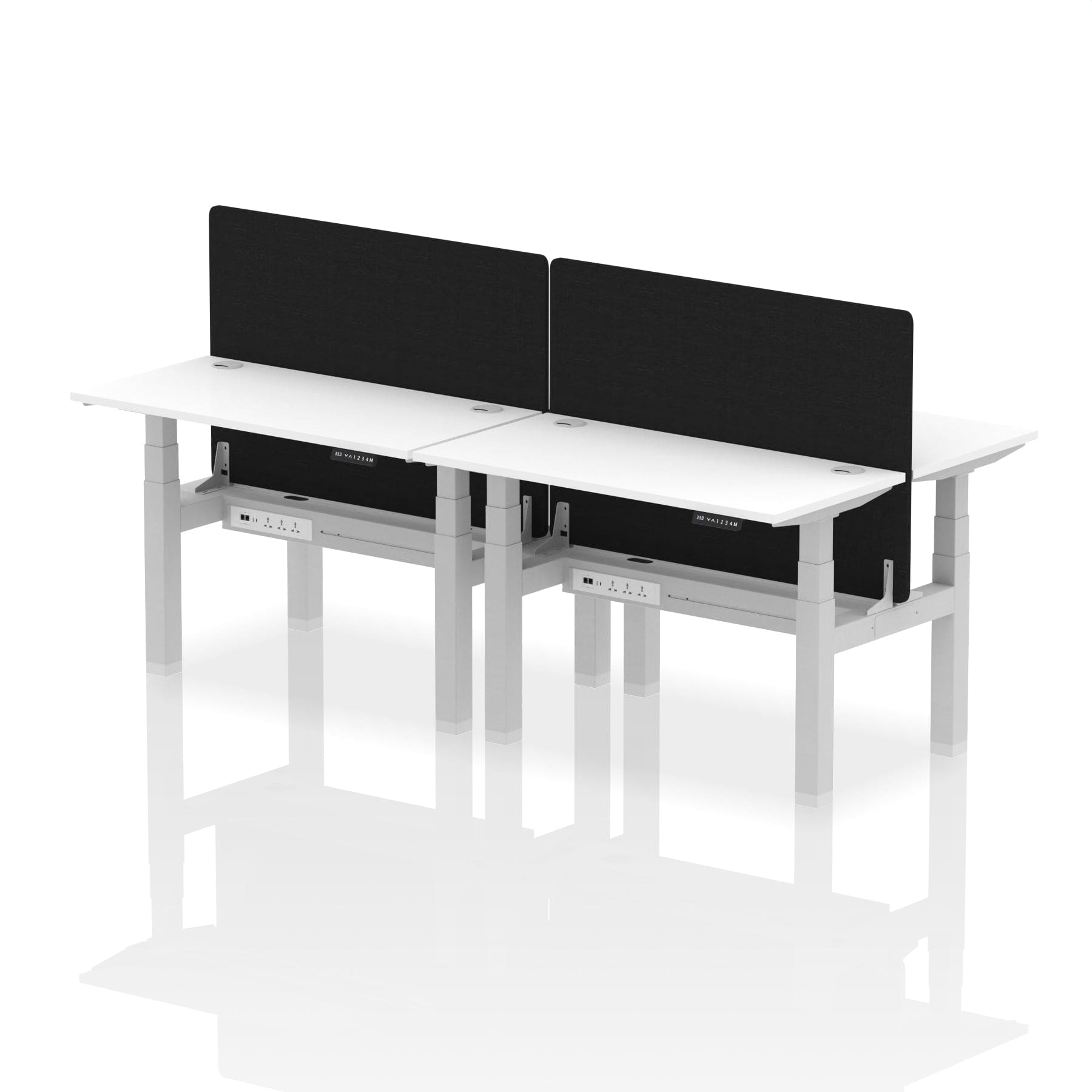 Air Back-to-Back Slimline Height Adjustable Bench Desk - 4 Person with Black Straight Screen - Image 17