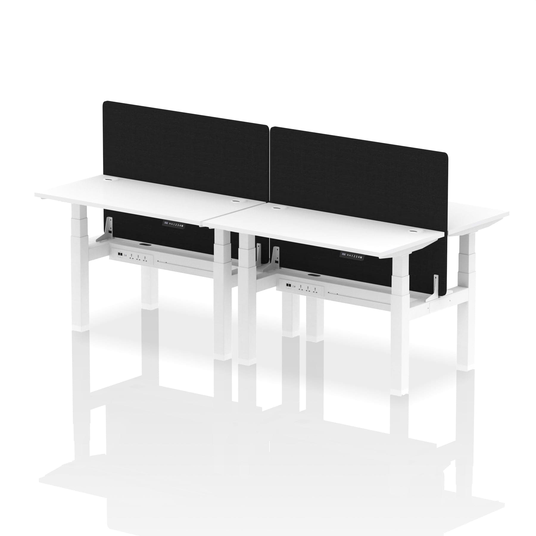 Air Back-to-Back Slimline Height Adjustable Bench Desk - 4 Person with Black Straight Screen - Image 18