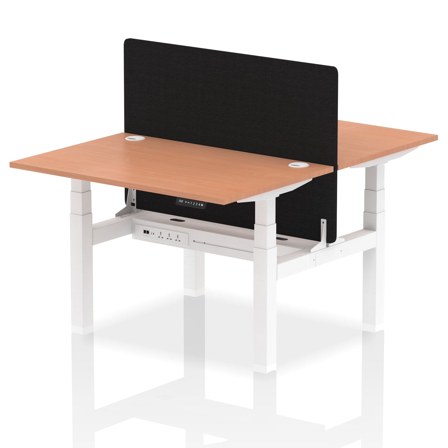 Air Back-to-Back Height Adjustable Bench Desk - 2 Person with Black Straight Screen - Image 3