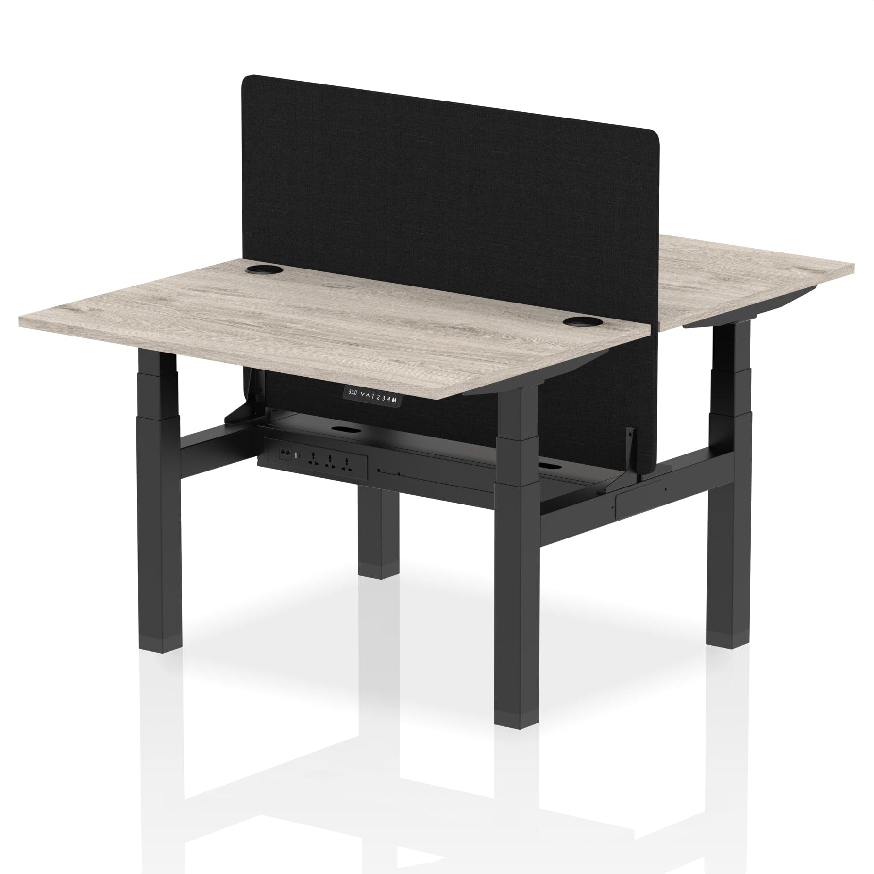 Air Back-to-Back Height Adjustable Bench Desk - 2 Person with Black Straight Screen - Image 4