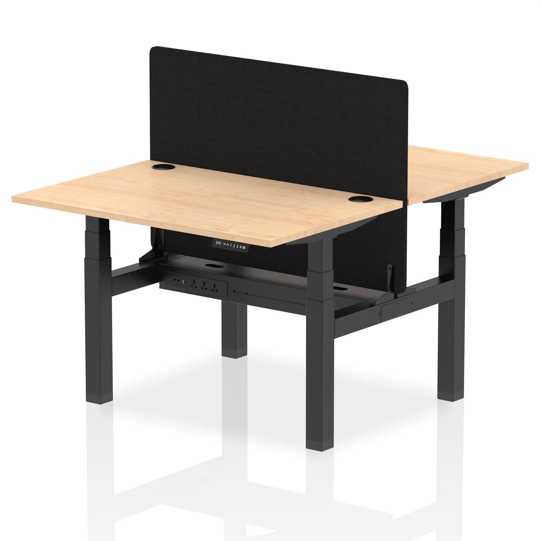 Air Back-to-Back Height Adjustable Bench Desk - 2 Person with Black Straight Screen - Image 7