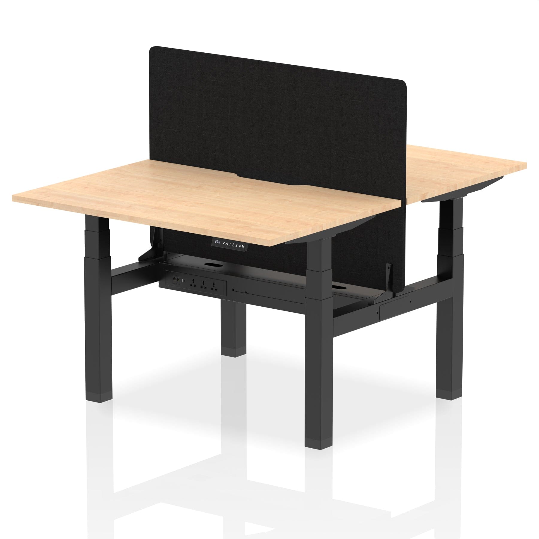 Air Back-to-Back Scalloped Edge Height Adjustable Bench Desk - 2 Person with Black Straight Screen - Image 7