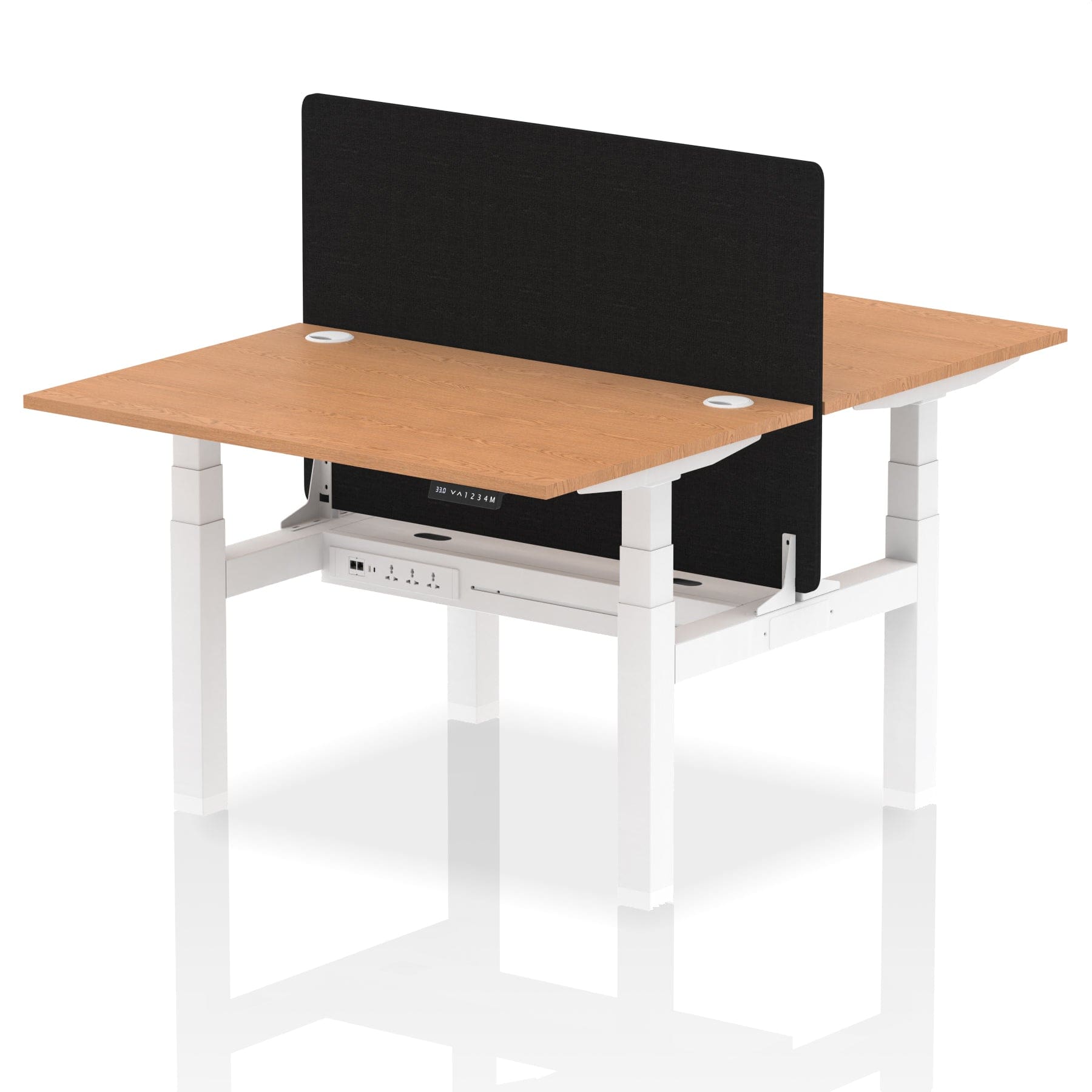 Air Back-to-Back Height Adjustable Bench Desk - 2 Person with Black Straight Screen - Image 12