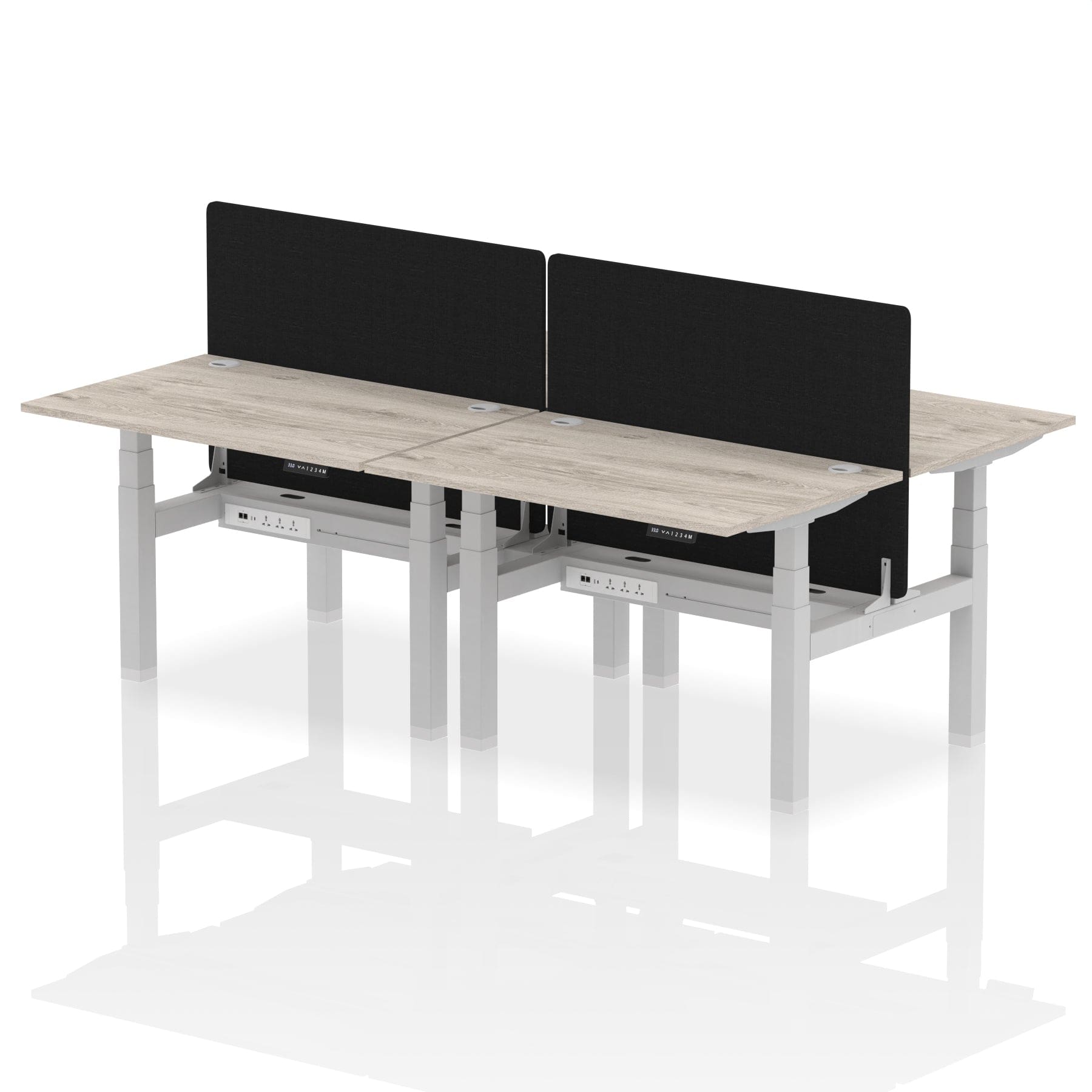 Air Back-to-Back Height Adjustable Bench Desk - 4 Person with Black Straight Screen - Image 5
