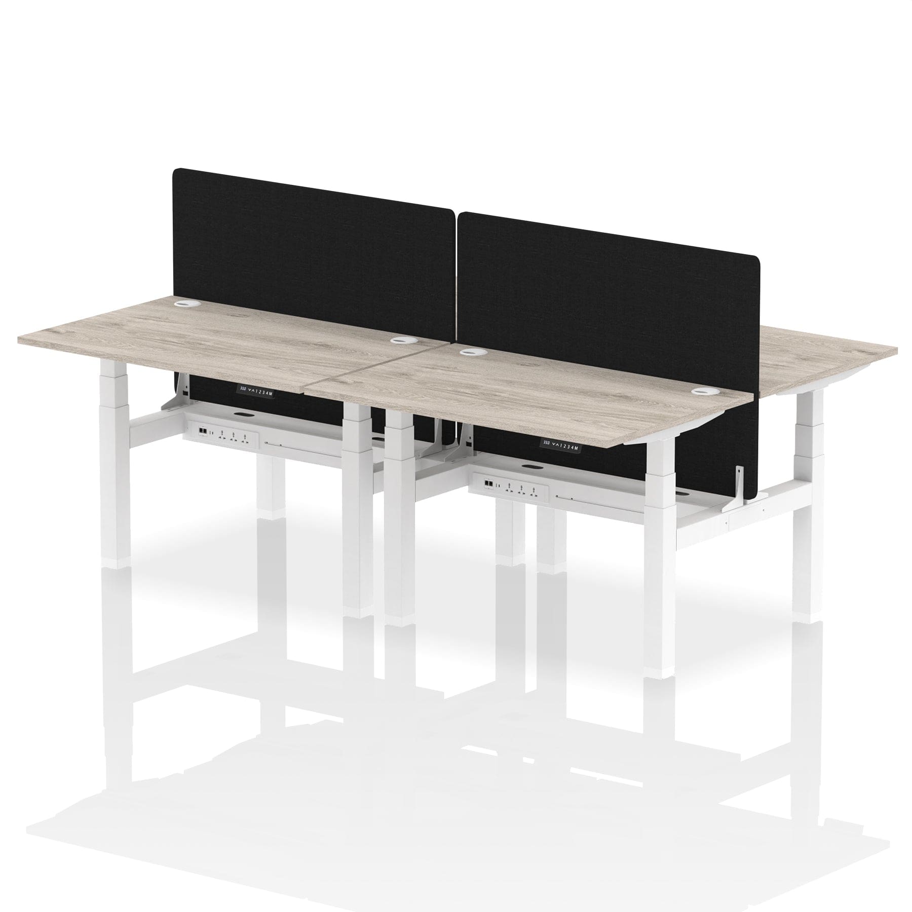 Air Back-to-Back Height Adjustable Bench Desk - 4 Person with Black Straight Screen - Image 6