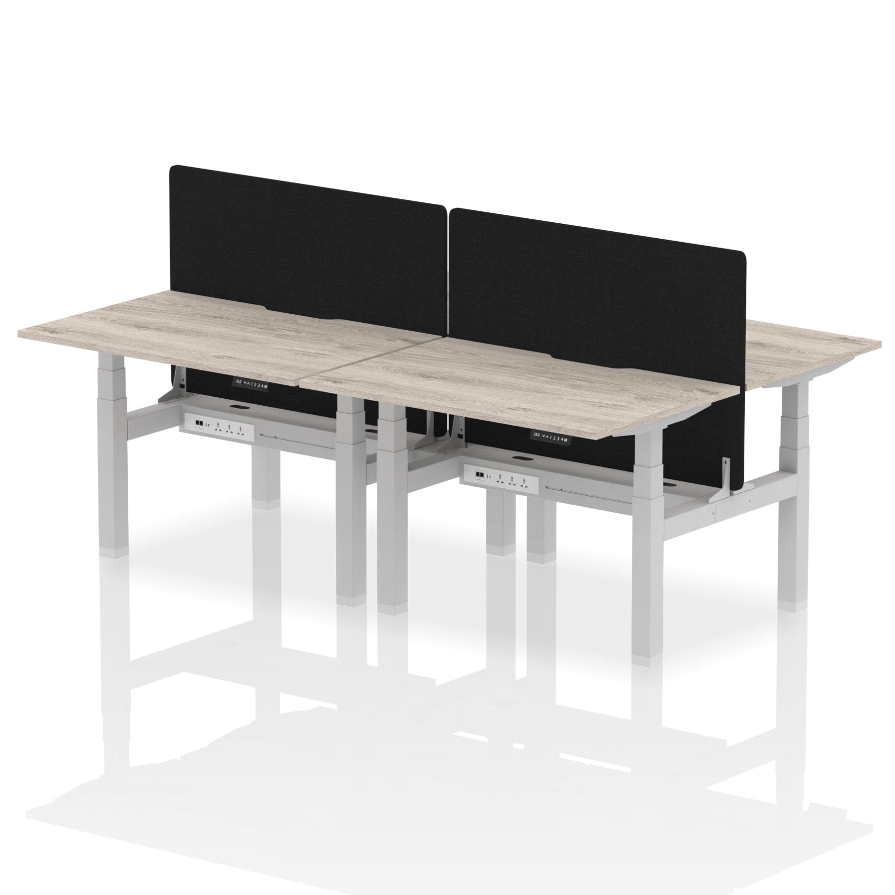 Air Back-to-Back Scalloped Edge Height Adjustable Bench Desk - 4 Person with Black Straight Screen - Image 5