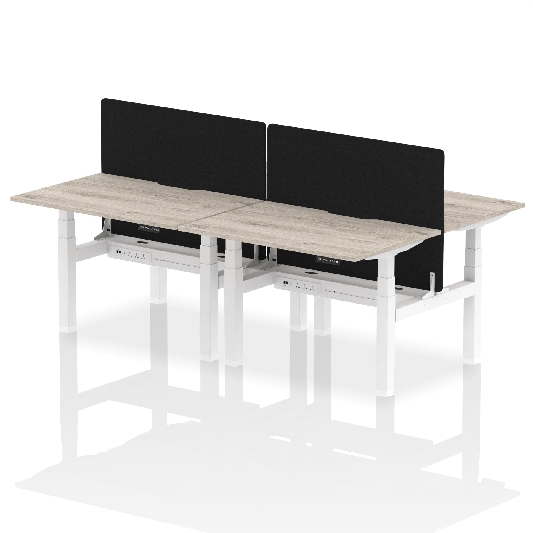 Air Back-to-Back Scalloped Edge Height Adjustable Bench Desk - 4 Person with Black Straight Screen - Image 6