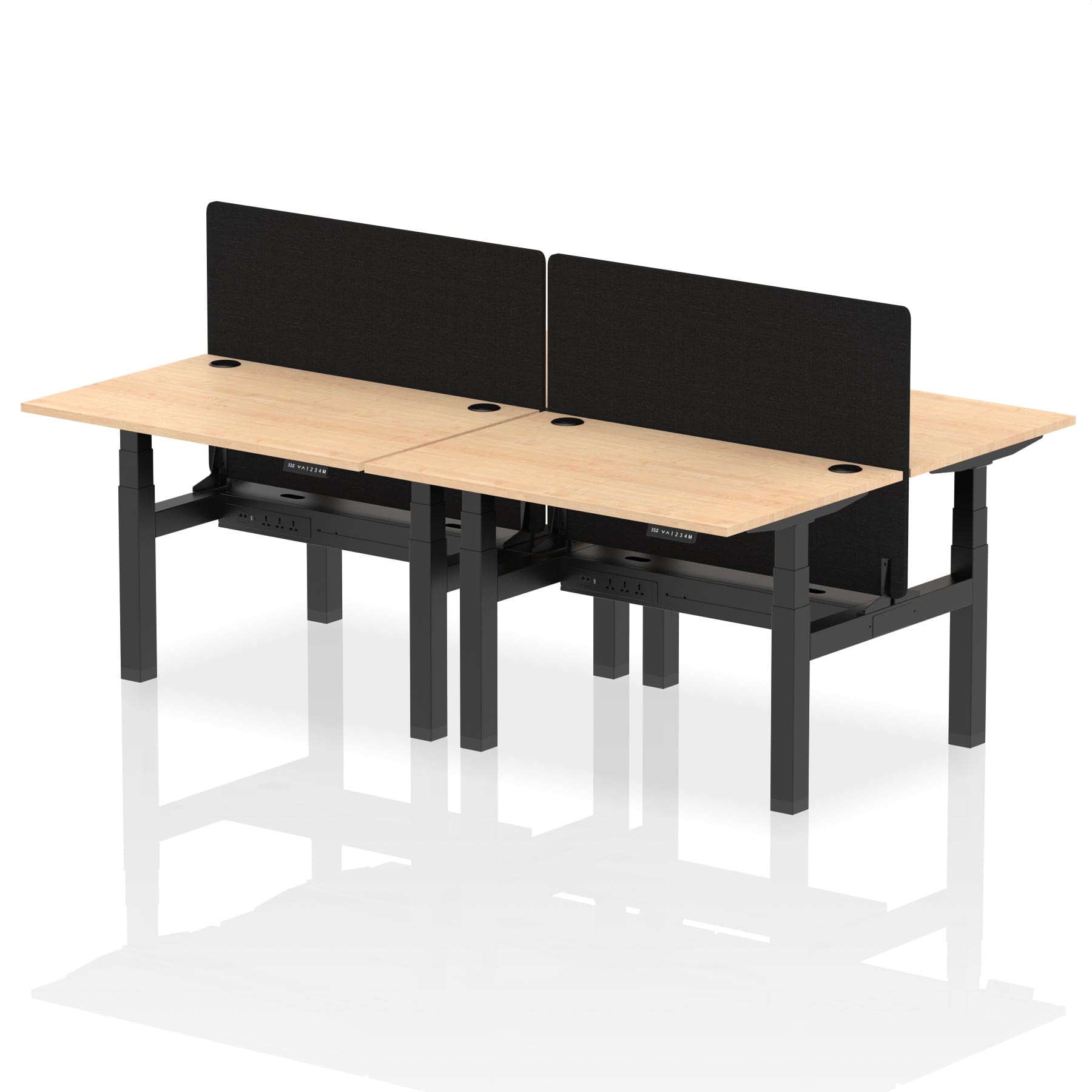 Air Back-to-Back Height Adjustable Bench Desk - 4 Person with Black Straight Screen - Image 7