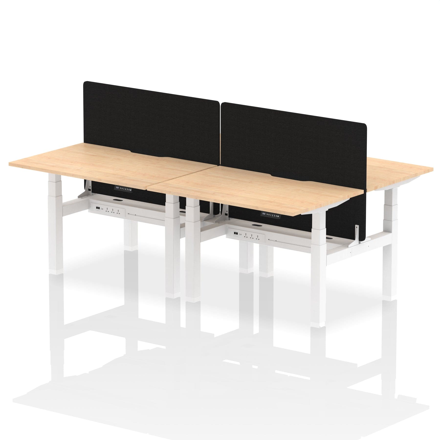 Air Back-to-Back Scalloped Edge Height Adjustable Bench Desk - 4 Person with Black Straight Screen - Image 9