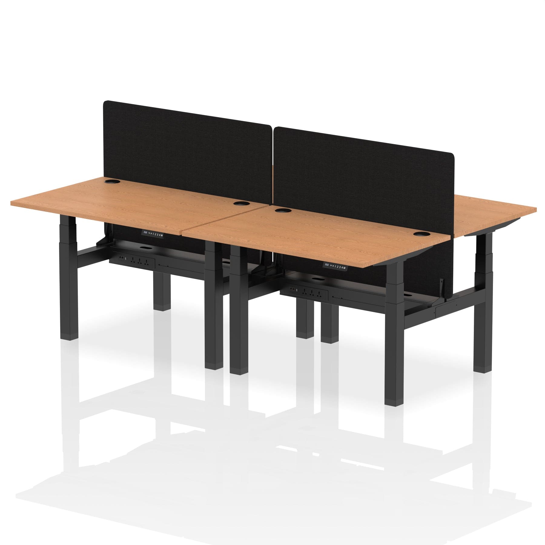 Air Back-to-Back Height Adjustable Bench Desk - 4 Person with Black Straight Screen - Image 10