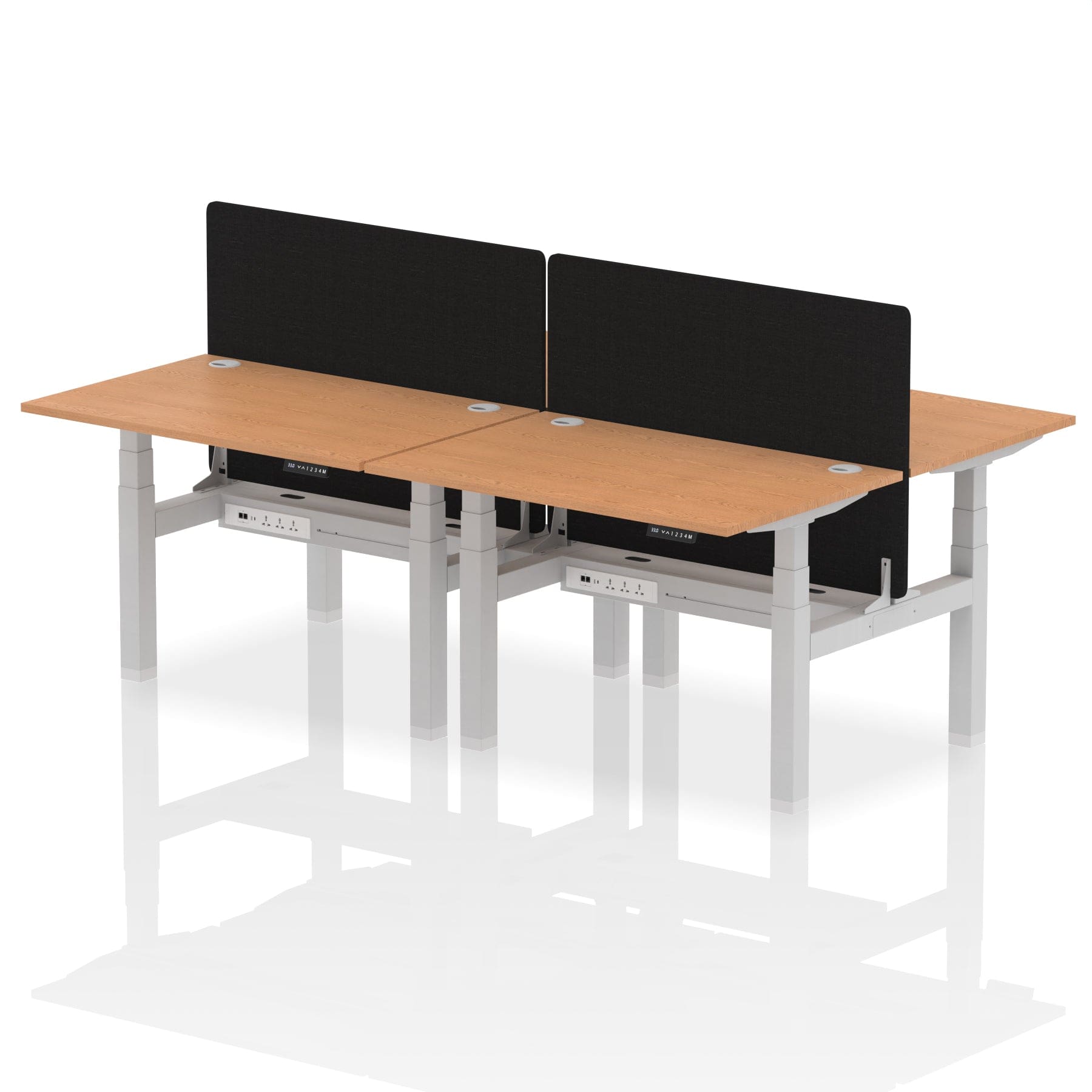 Air Back-to-Back Height Adjustable Bench Desk - 4 Person with Black Straight Screen - Image 11