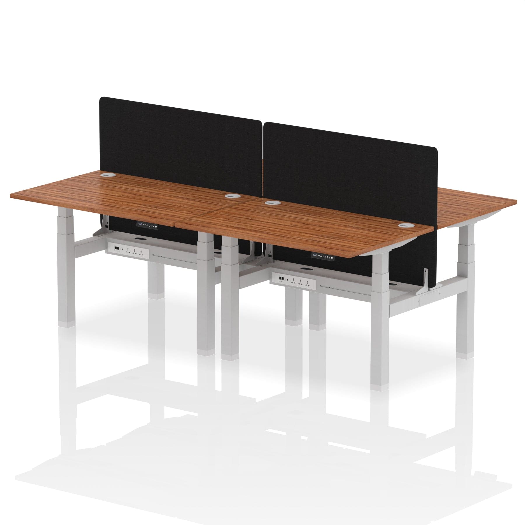 Air Back-to-Back Height Adjustable Bench Desk - 4 Person with Black Straight Screen - Image 14