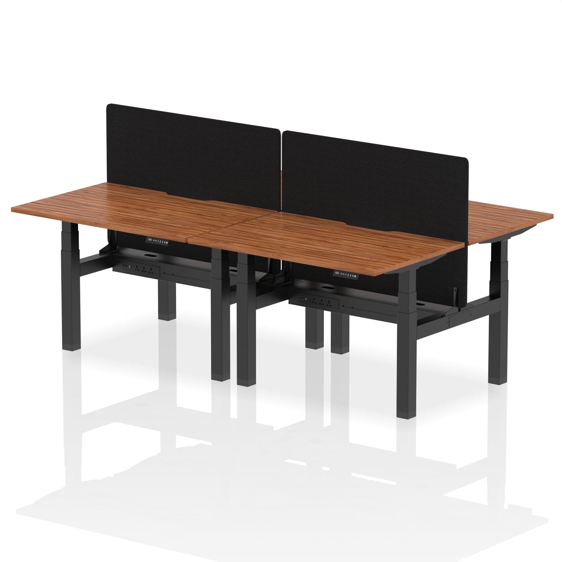 Air Back-to-Back Scalloped Edge Height Adjustable Bench Desk - 4 Person with Black Straight Screen - Image 13