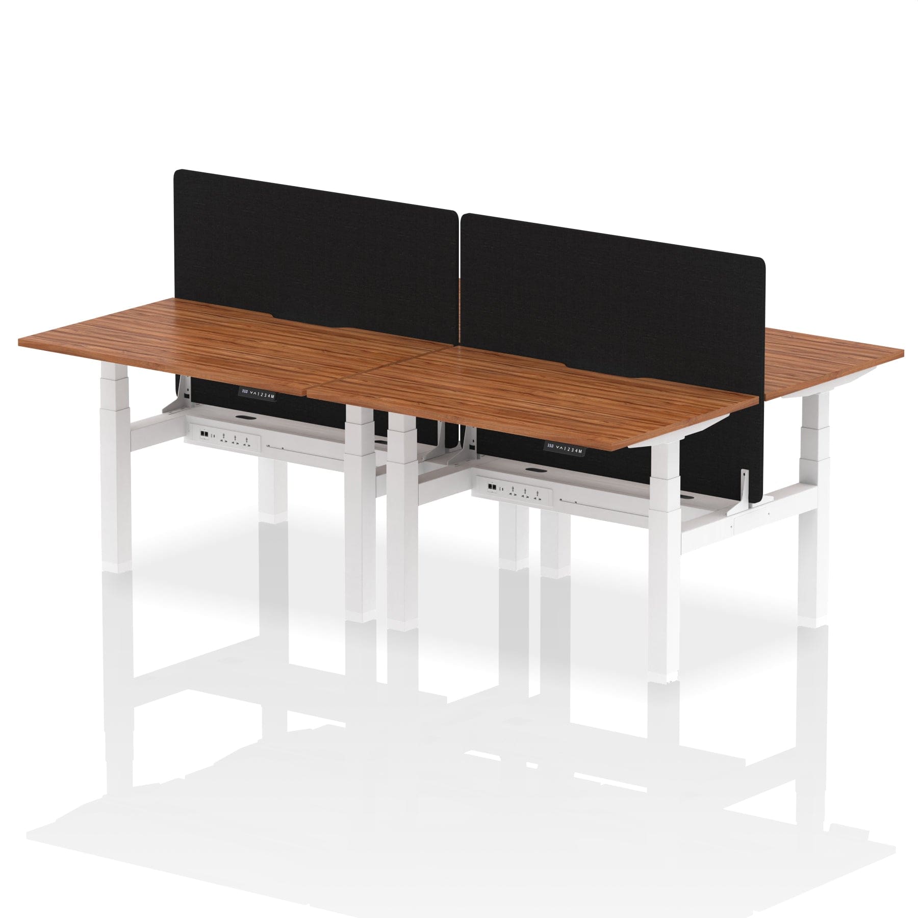 Air Back-to-Back Scalloped Edge Height Adjustable Bench Desk - 4 Person with Black Straight Screen - Image 15