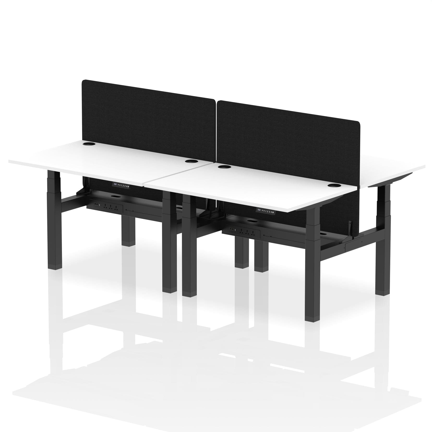 Air Back-to-Back Height Adjustable Bench Desk - 4 Person with Black Straight Screen - Image 16