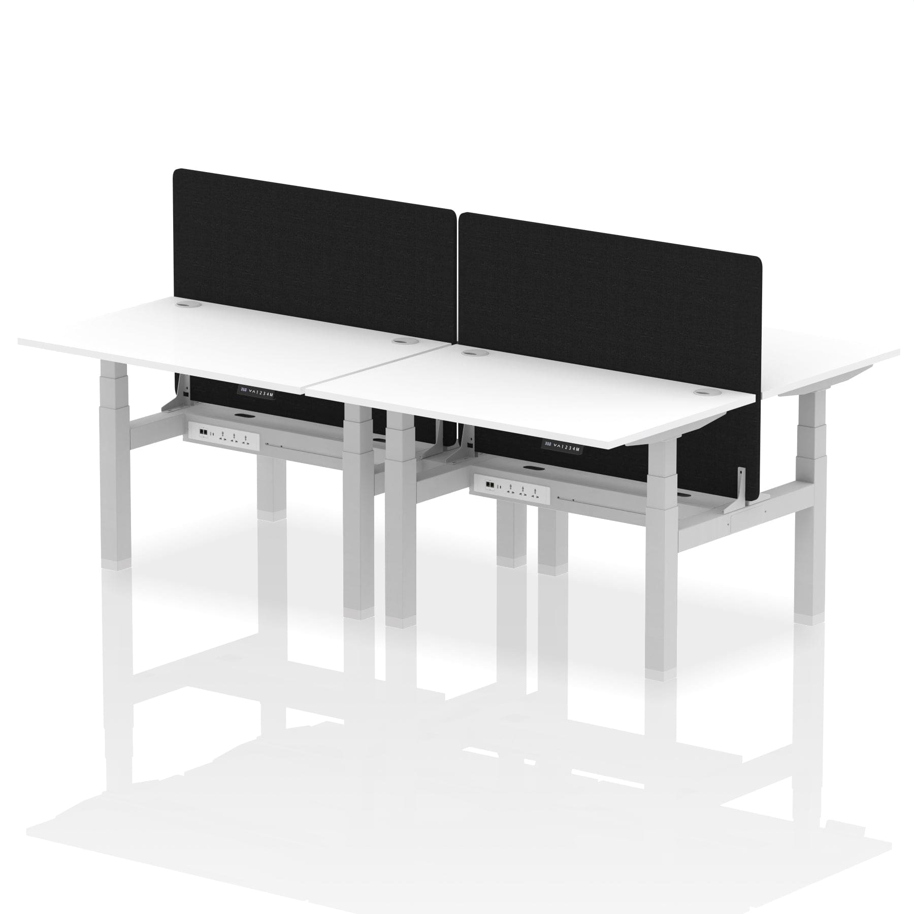 Air Back-to-Back Height Adjustable Bench Desk - 4 Person with Black Straight Screen - Image 17
