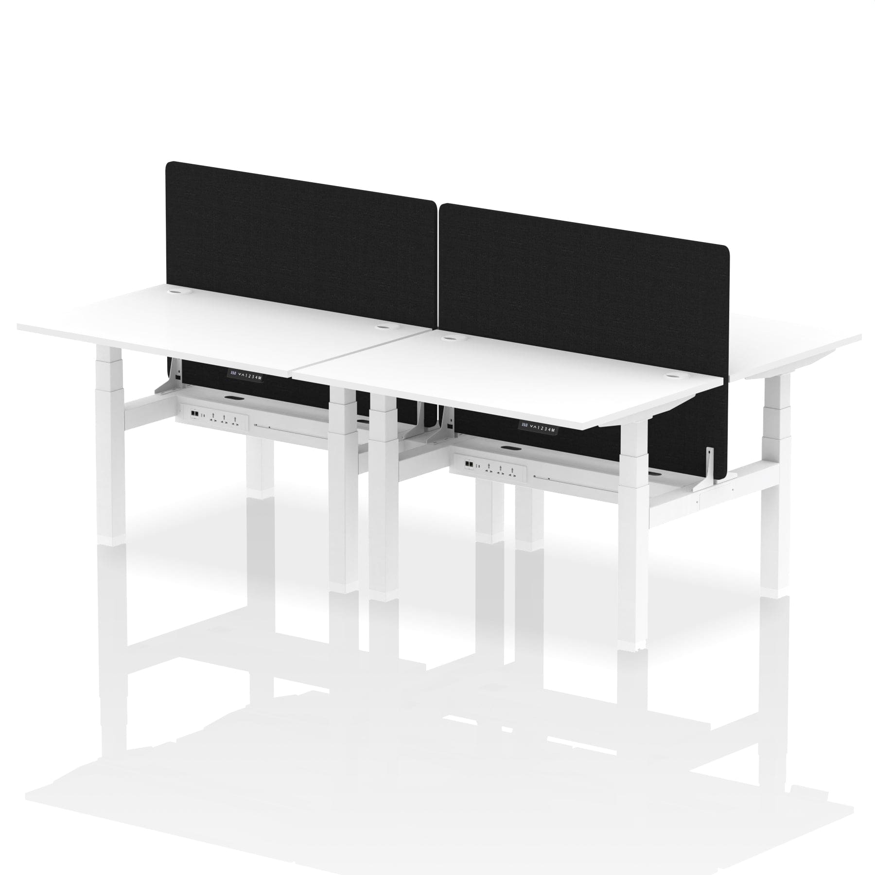 Air Back-to-Back Height Adjustable Bench Desk - 4 Person with Black Straight Screen - Image 18