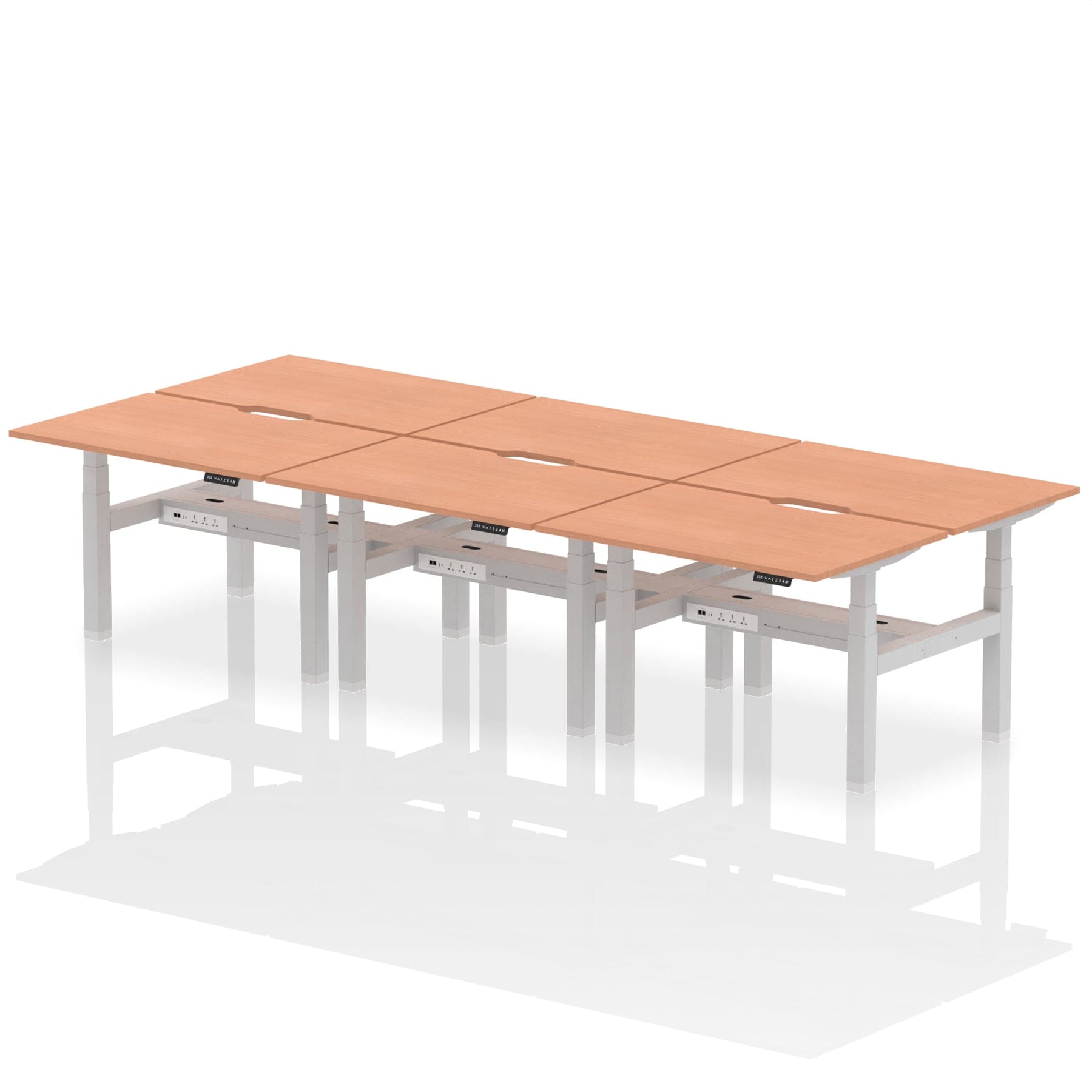 Air Back-to-Back Scalloped Edge Height Adjustable Bench Desk - 6 Person - Image 2