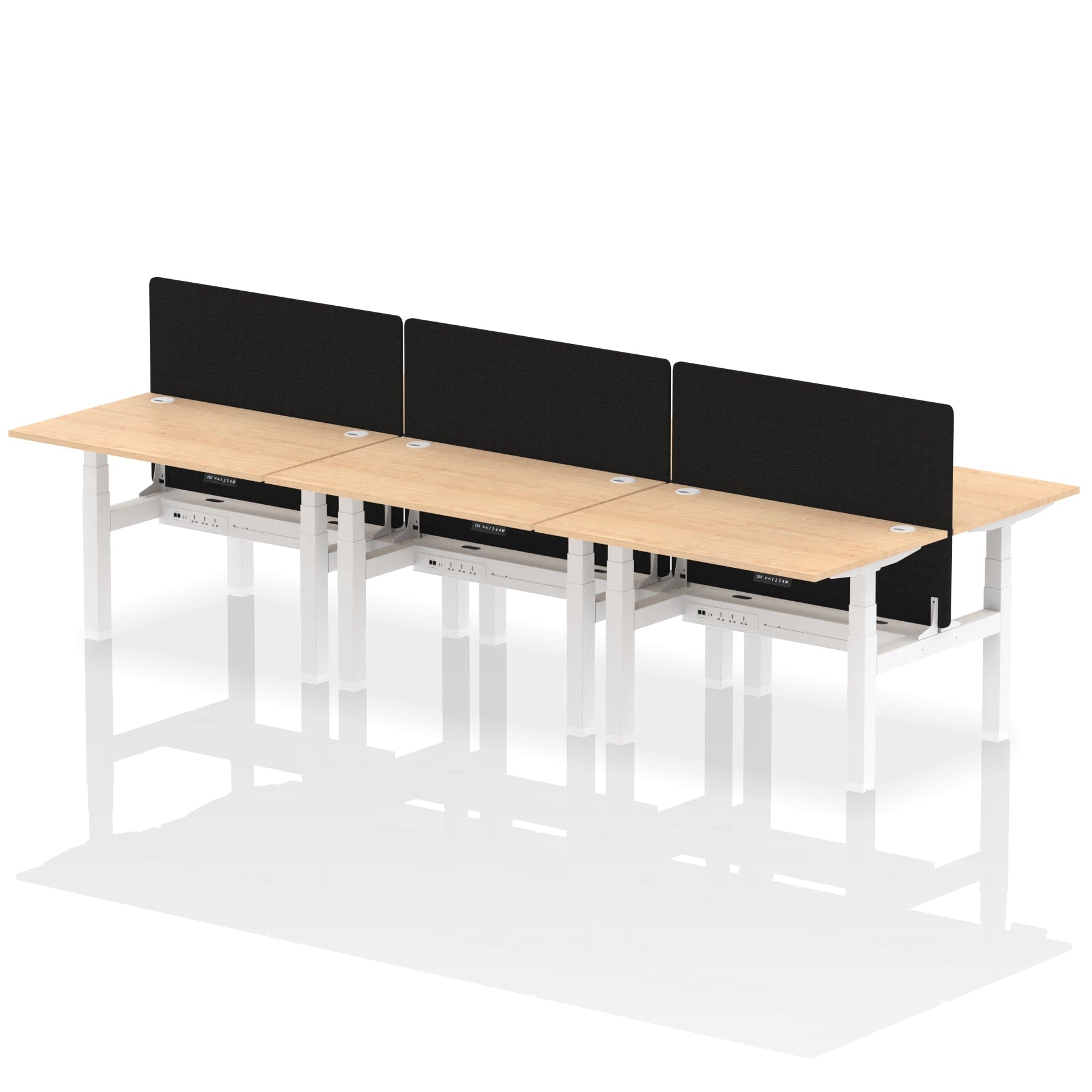 Air Back-to-Back Height Adjustable Bench Desk - 6 Person with Black Straight Screen - Image 9