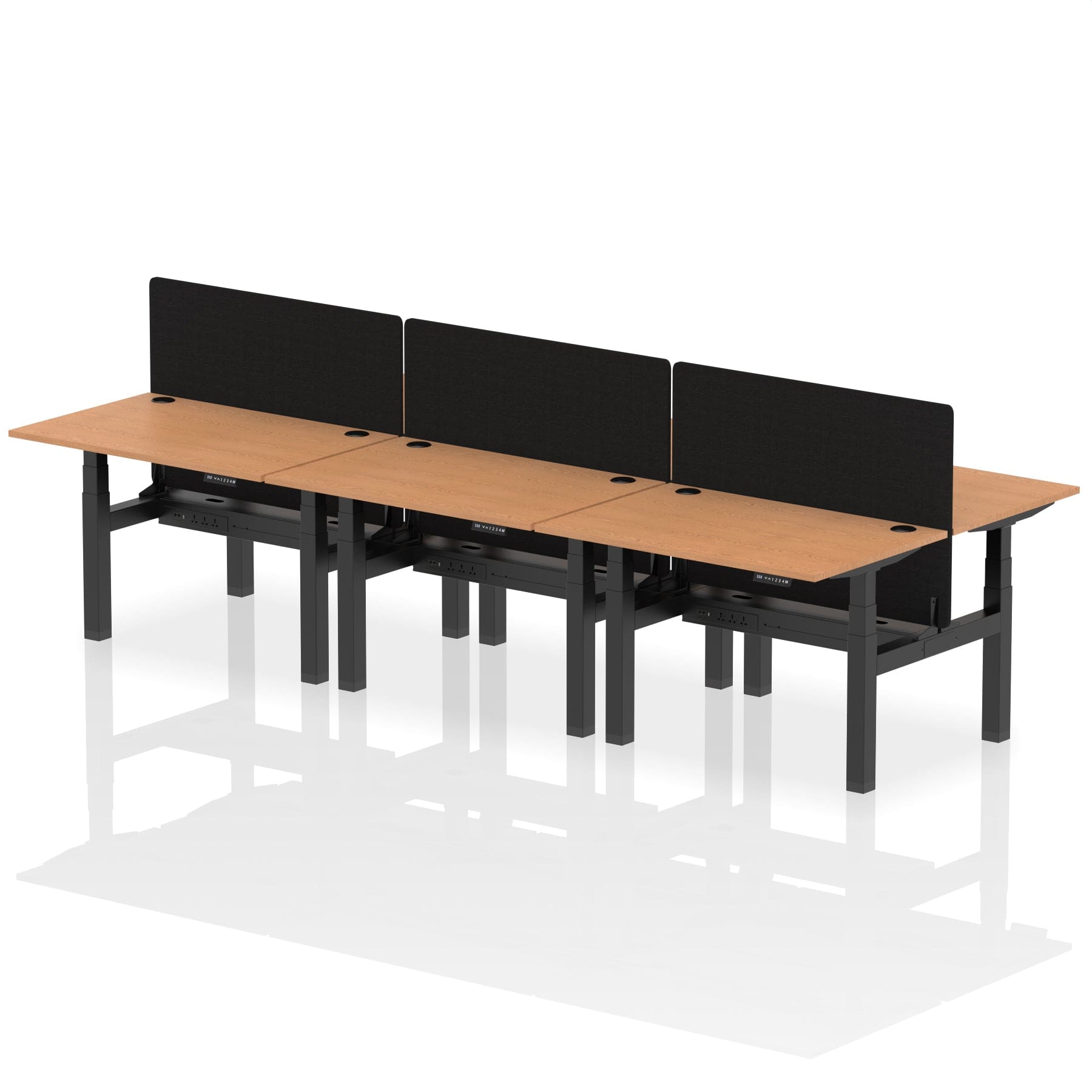 Air Back-to-Back Height Adjustable Bench Desk - 6 Person with Black Straight Screen - Image 10