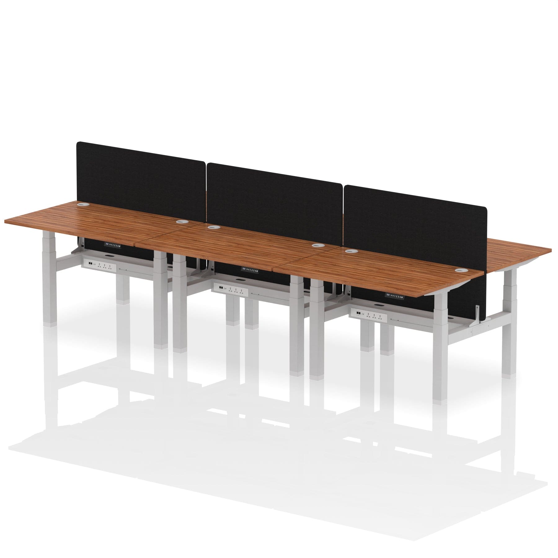 Air Back-to-Back Height Adjustable Bench Desk - 6 Person with Black Straight Screen - Image 14