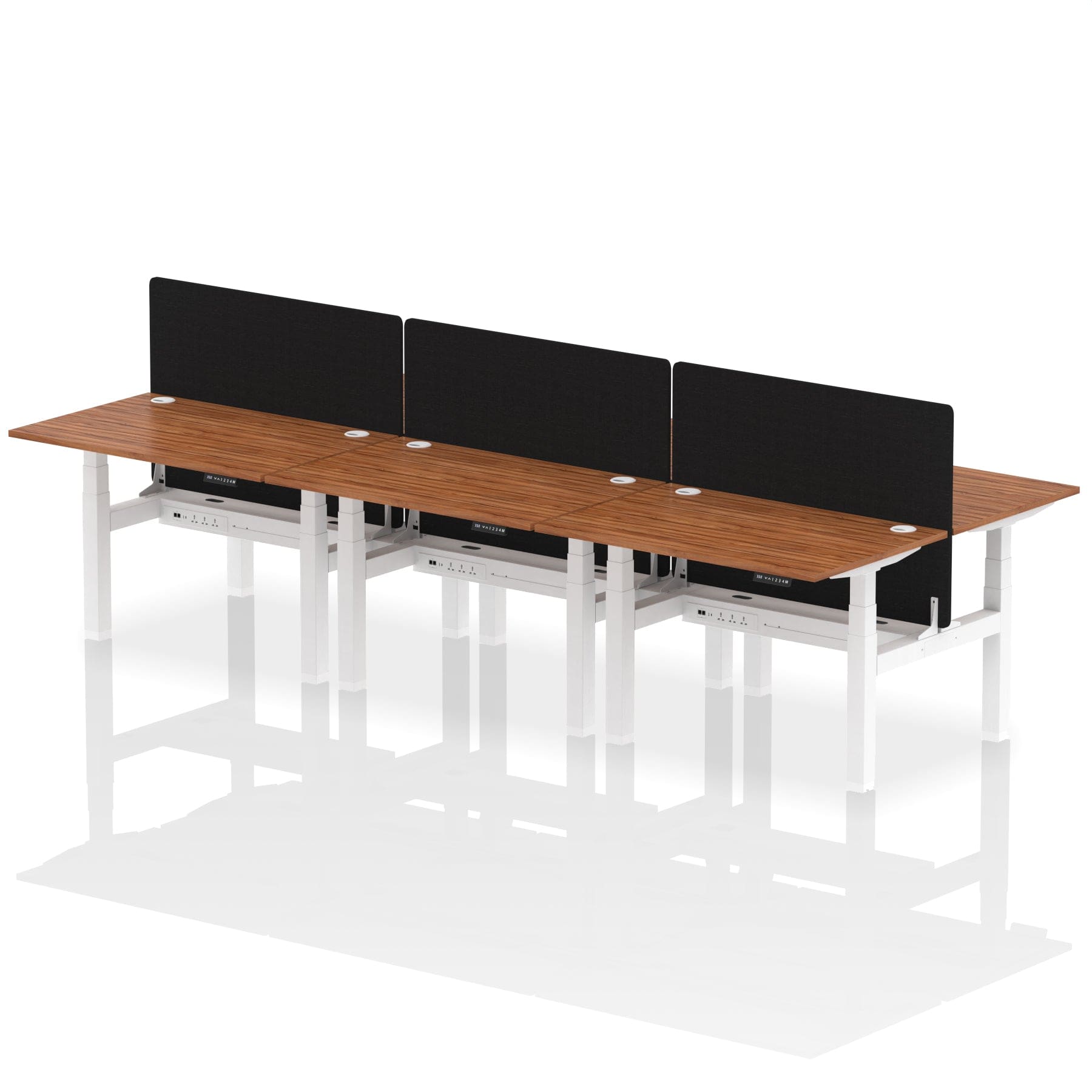 Air Back-to-Back Height Adjustable Bench Desk - 6 Person with Black Straight Screen - Image 15