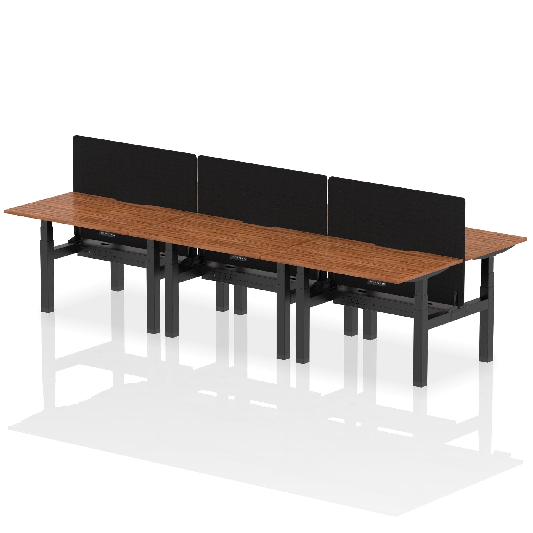 Air Back-to-Back Scalloped Edge Height Adjustable Bench Desk - 6 Person with Black Straight Screen - Image 13