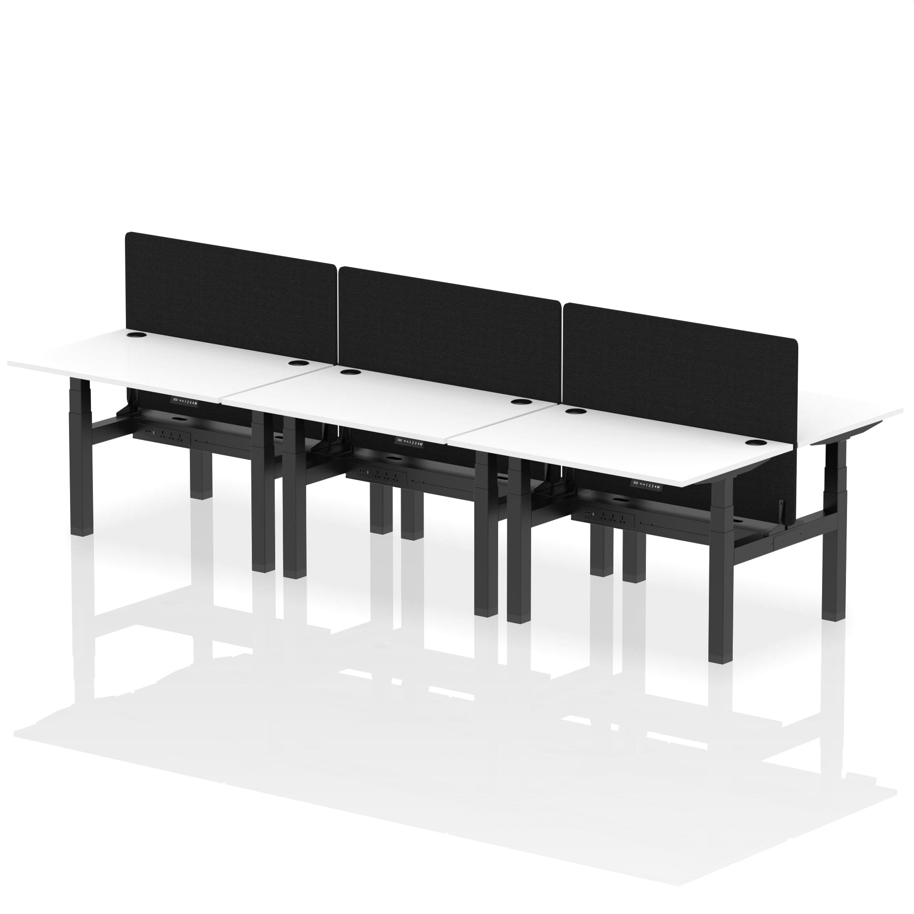 Air Back-to-Back Height Adjustable Bench Desk - 6 Person with Black Straight Screen - Image 16