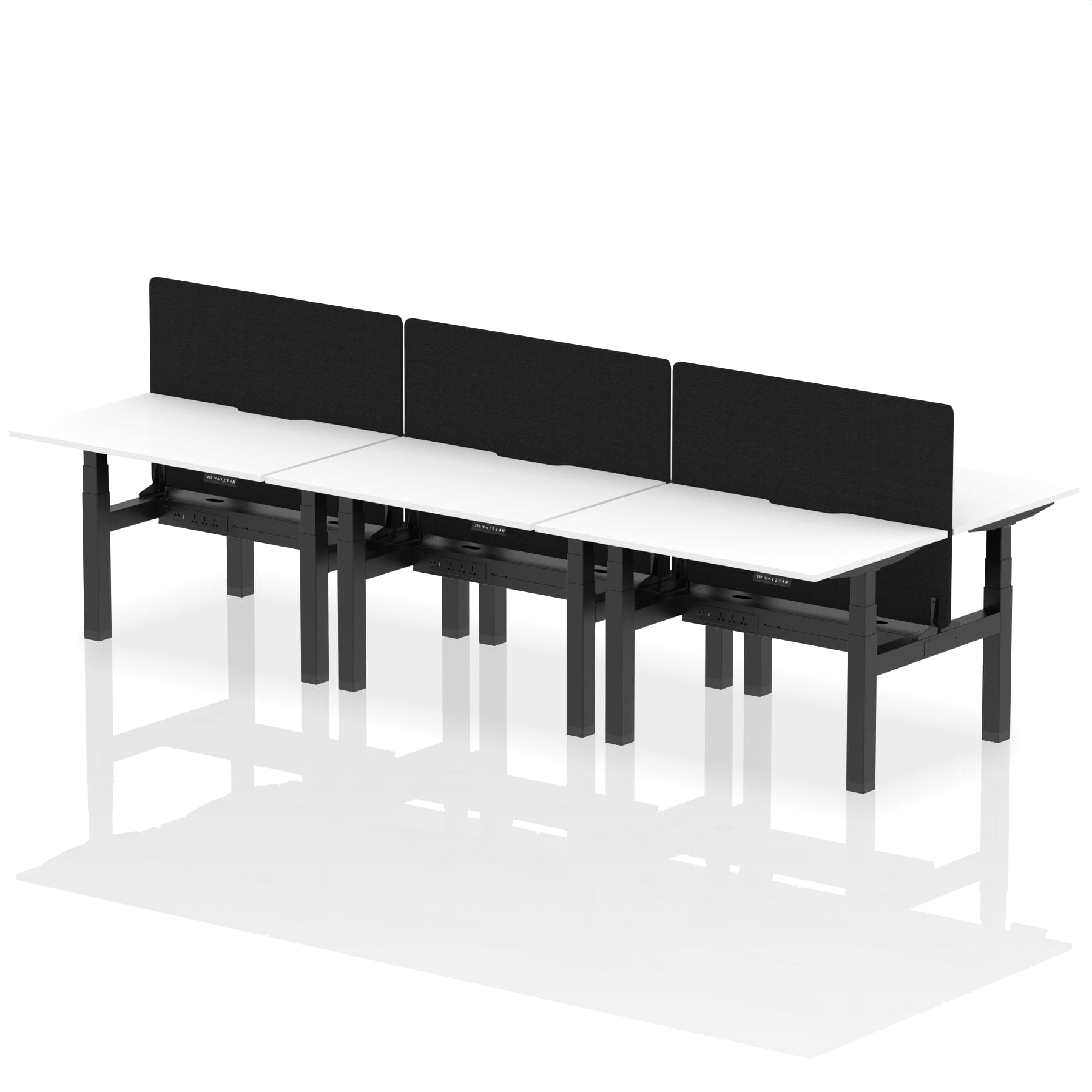 Air Back-to-Back Scalloped Edge Height Adjustable Bench Desk - 6 Person with Black Straight Screen - Image 16