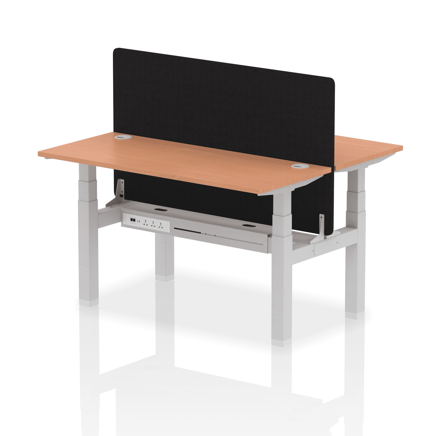 Air Back-to-Back Slimline Height Adjustable Bench Desk - 2 Person with Black Straight Screen - Image 20