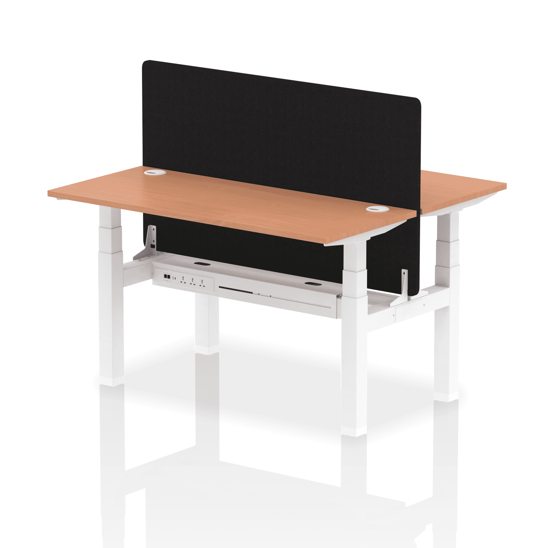 Air Back-to-Back Slimline Height Adjustable Bench Desk - 2 Person with Black Straight Screen - Image 21