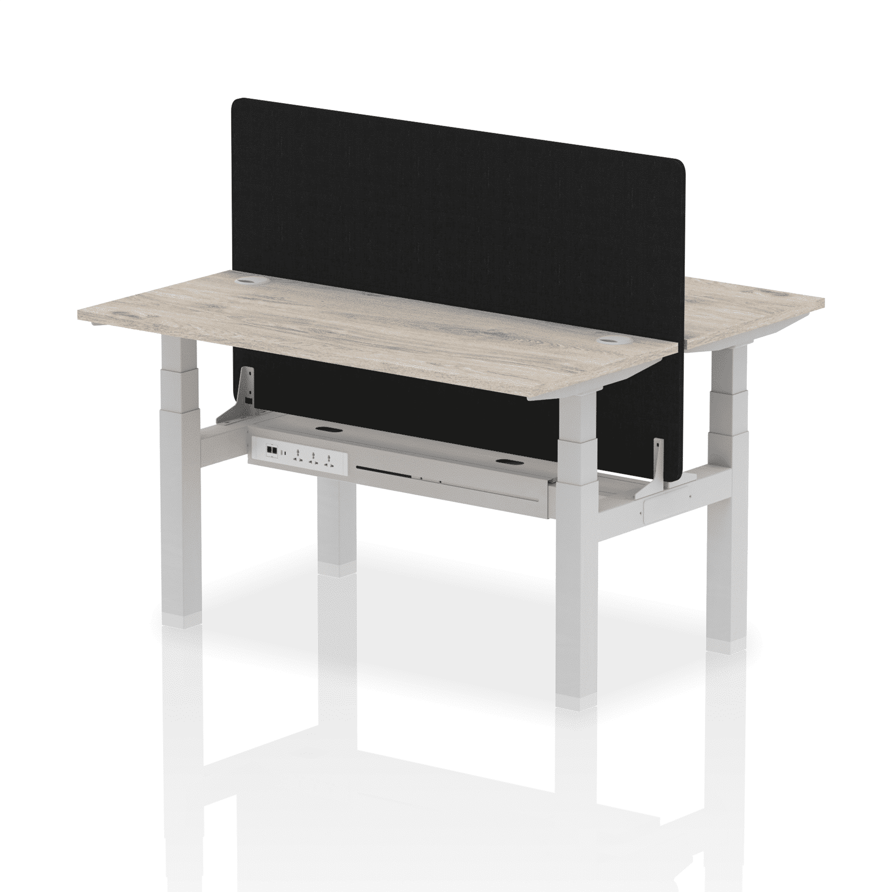 Air Back-to-Back Slimline Height Adjustable Bench Desk - 2 Person with Black Straight Screen - Image 23