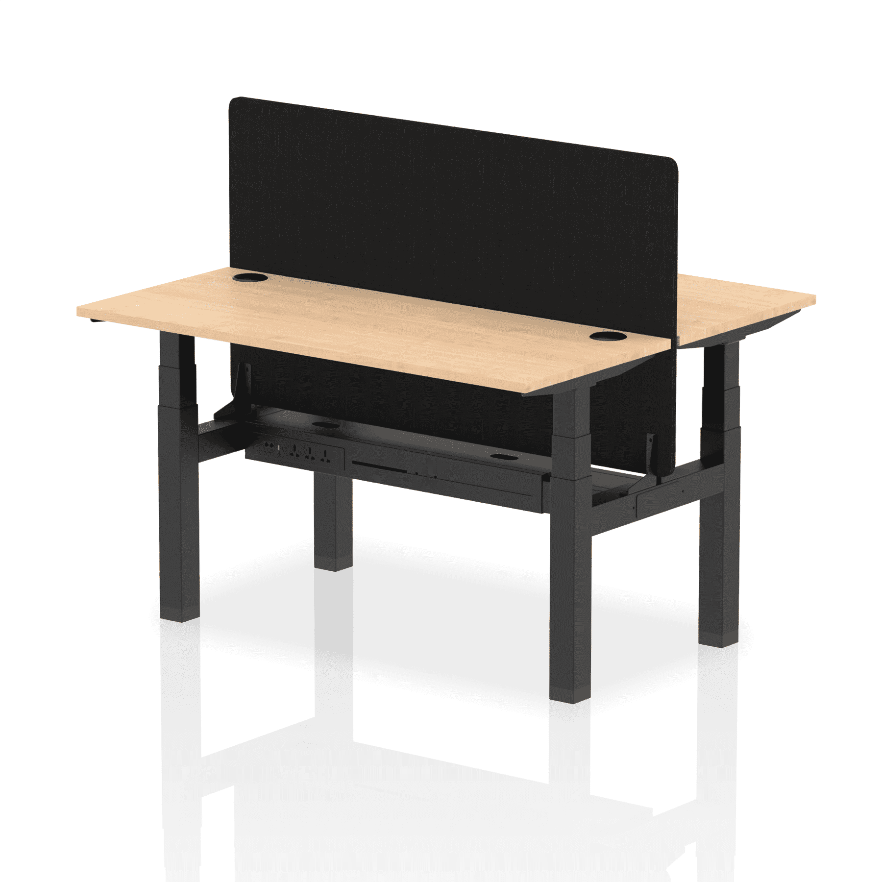 Air Back-to-Back Slimline Height Adjustable Bench Desk - 2 Person with Black Straight Screen - Image 25