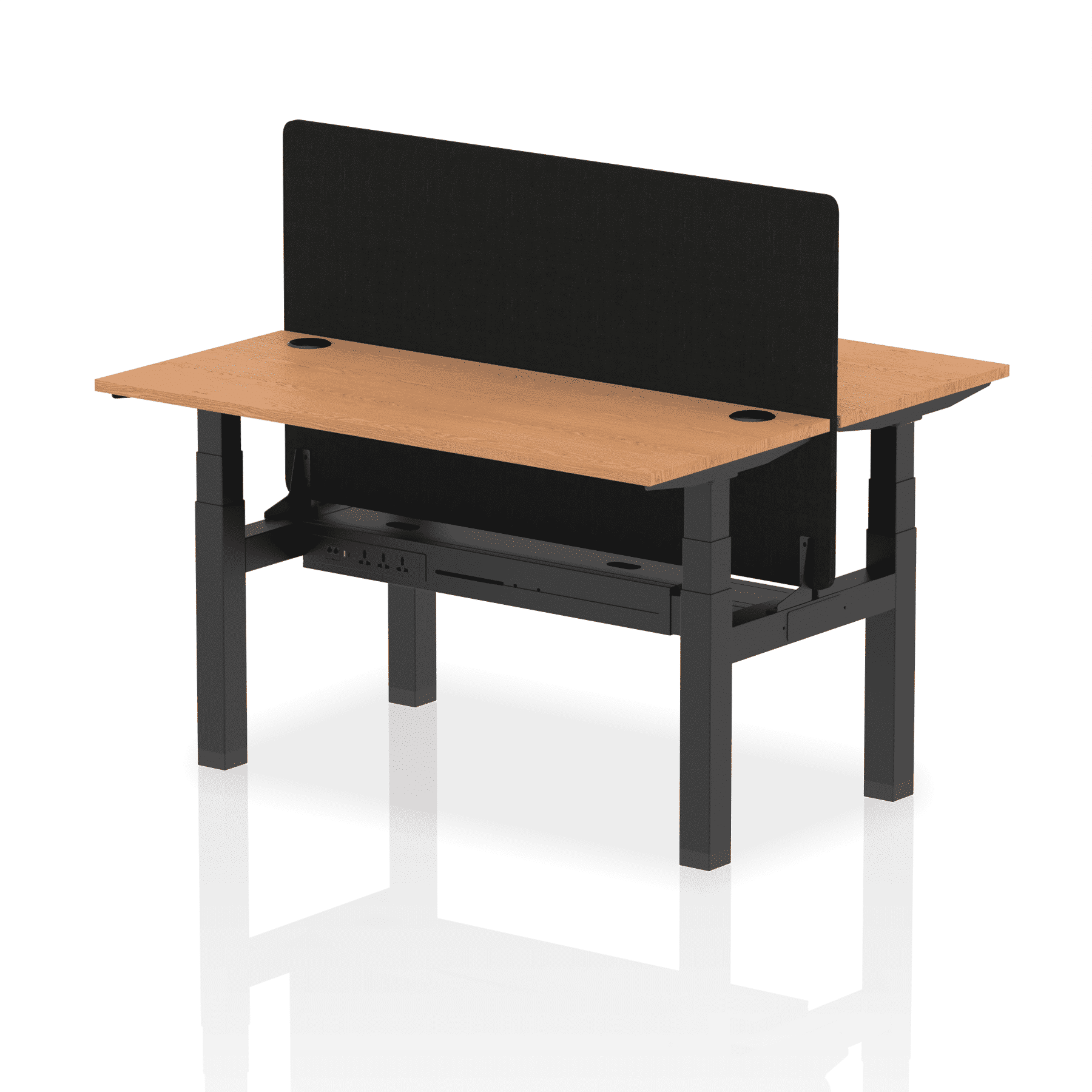 Air Back-to-Back Slimline Height Adjustable Bench Desk - 2 Person with Black Straight Screen - Image 28