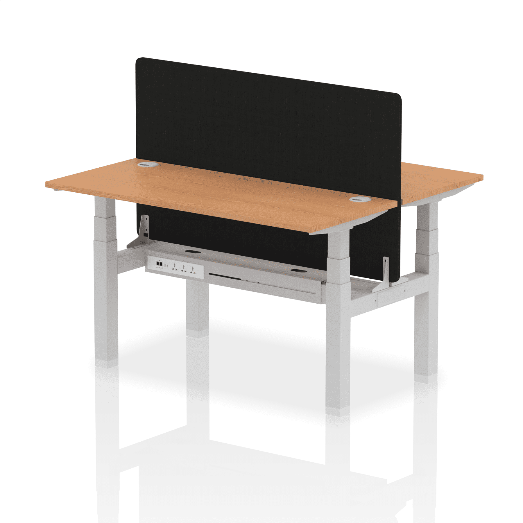 Air Back-to-Back Slimline Height Adjustable Bench Desk - 2 Person with Black Straight Screen - Image 29