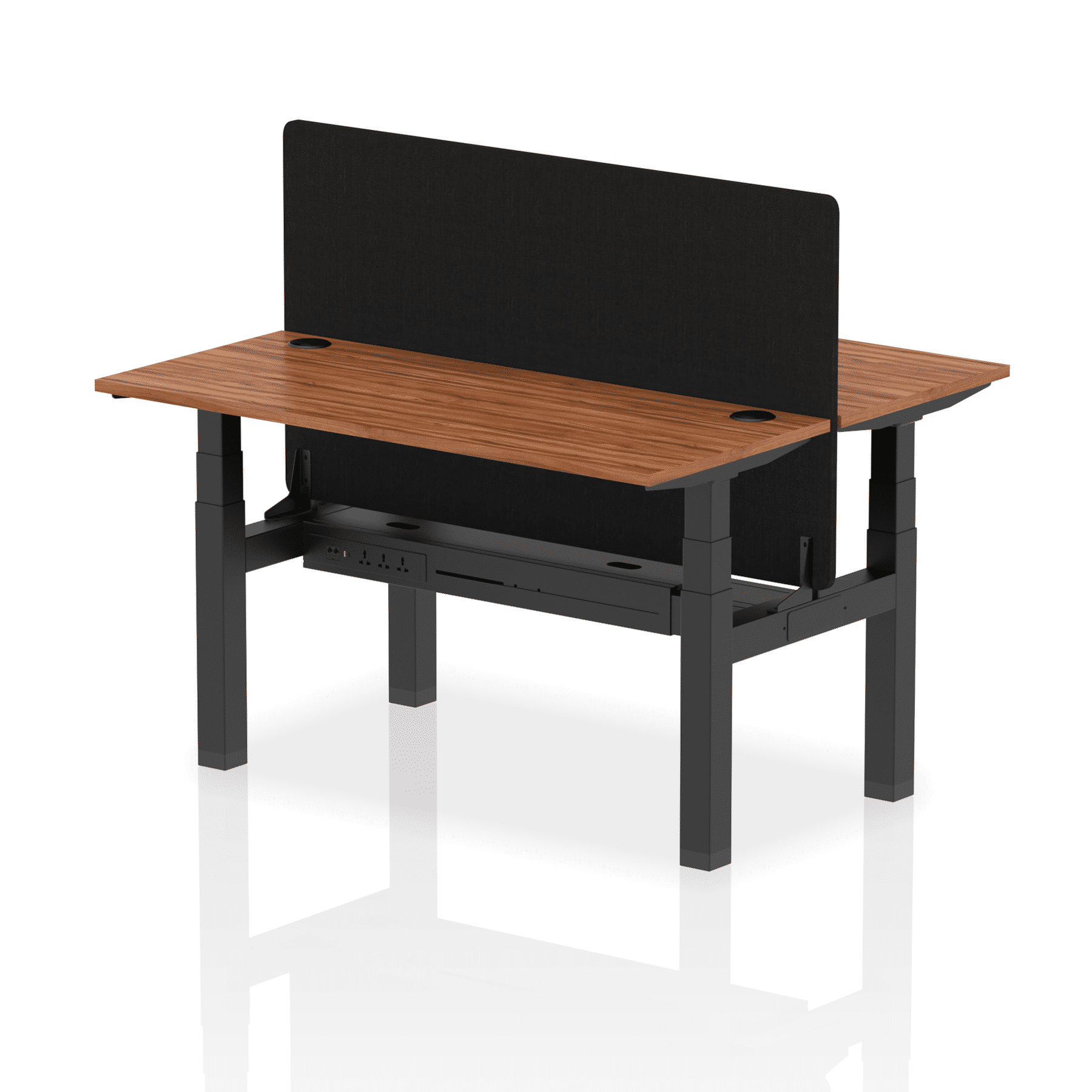 Air Back-to-Back Slimline Height Adjustable Bench Desk - 2 Person with Black Straight Screen - Image 31