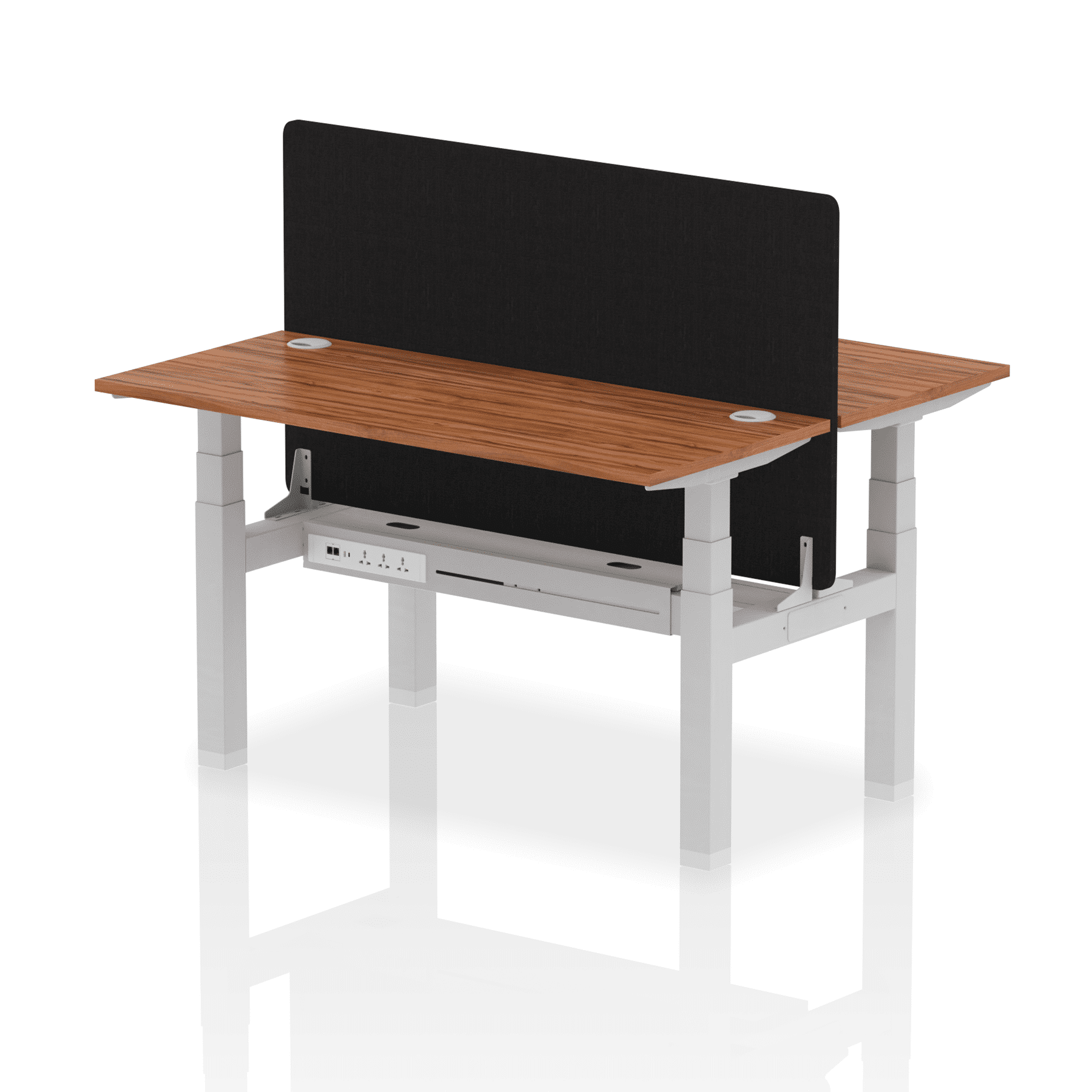Air Back-to-Back Slimline Height Adjustable Bench Desk - 2 Person with Black Straight Screen - Image 32