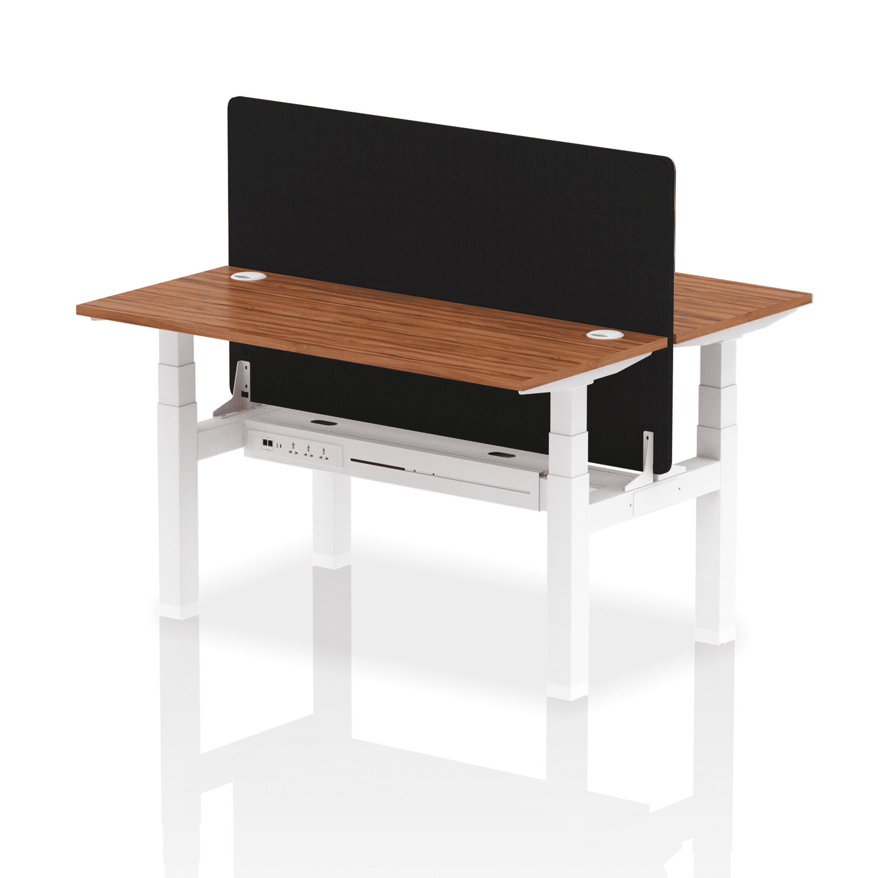 Air Back-to-Back Slimline Height Adjustable Bench Desk - 2 Person with Black Straight Screen - Image 33