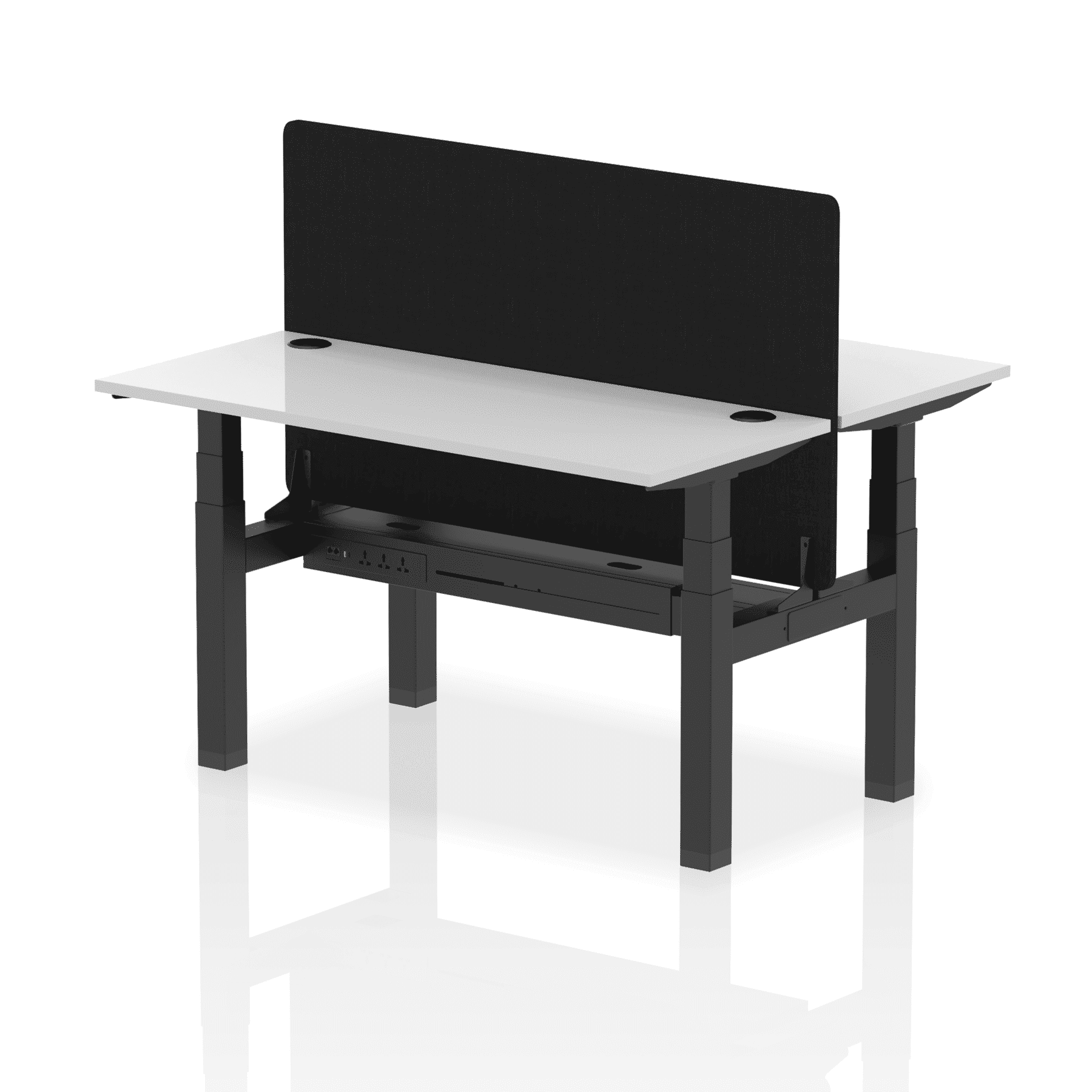Air Back-to-Back Slimline Height Adjustable Bench Desk - 2 Person with Black Straight Screen - Image 34