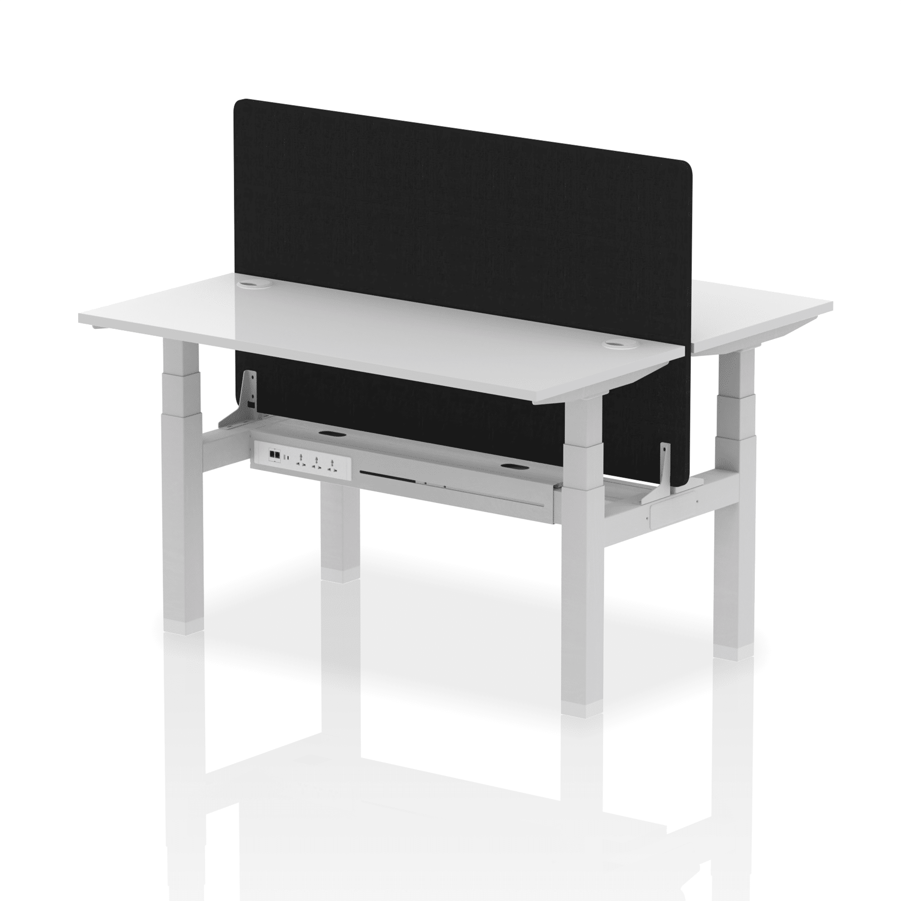 Air Back-to-Back Slimline Height Adjustable Bench Desk - 2 Person with Black Straight Screen - Image 35