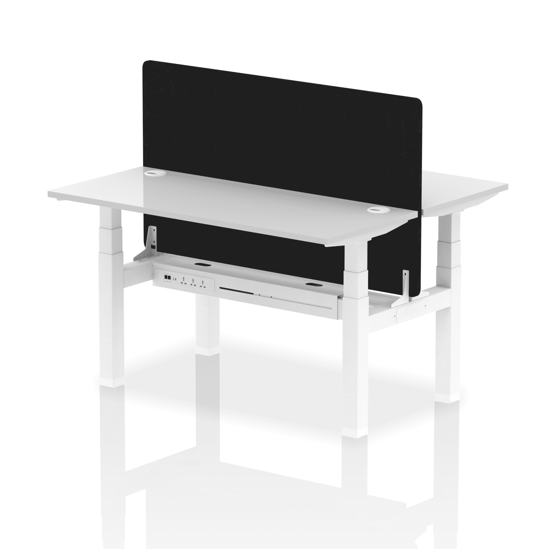 Air Back-to-Back Slimline Height Adjustable Bench Desk - 2 Person with Black Straight Screen - Image 36