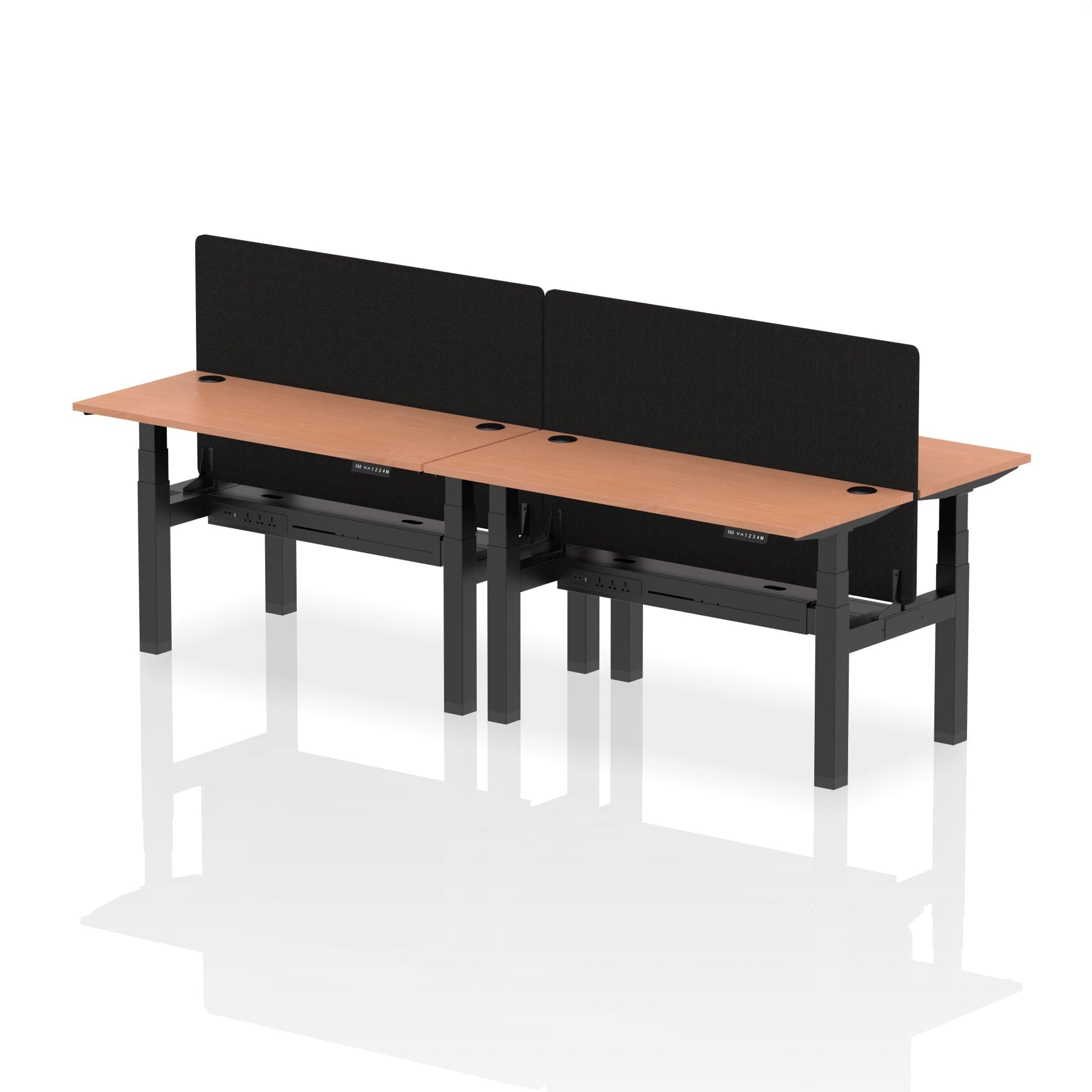 Air Back-to-Back Slimline Height Adjustable Bench Desk - 4 Person with Black Straight Screen - Image 19