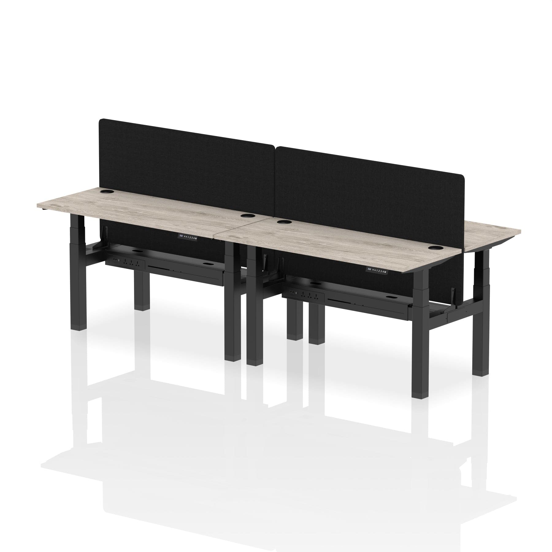 Air Back-to-Back Slimline Height Adjustable Bench Desk - 4 Person with Black Straight Screen - Image 22