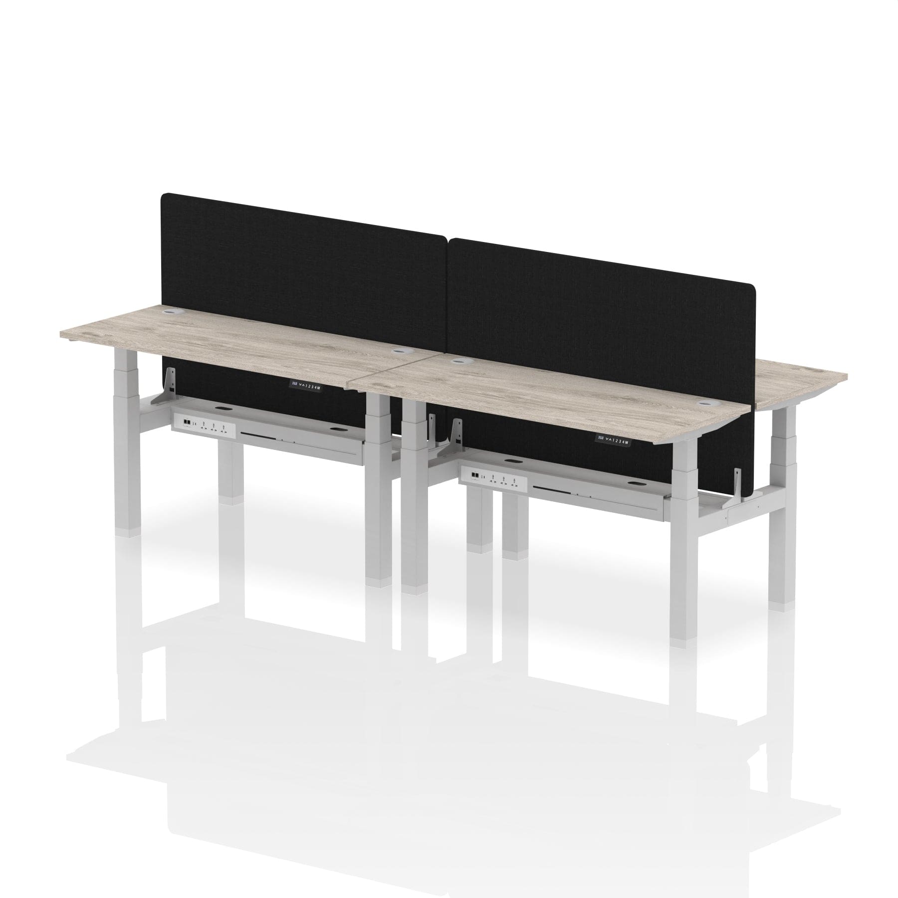 Air Back-to-Back Slimline Height Adjustable Bench Desk - 4 Person with Black Straight Screen - Image 23
