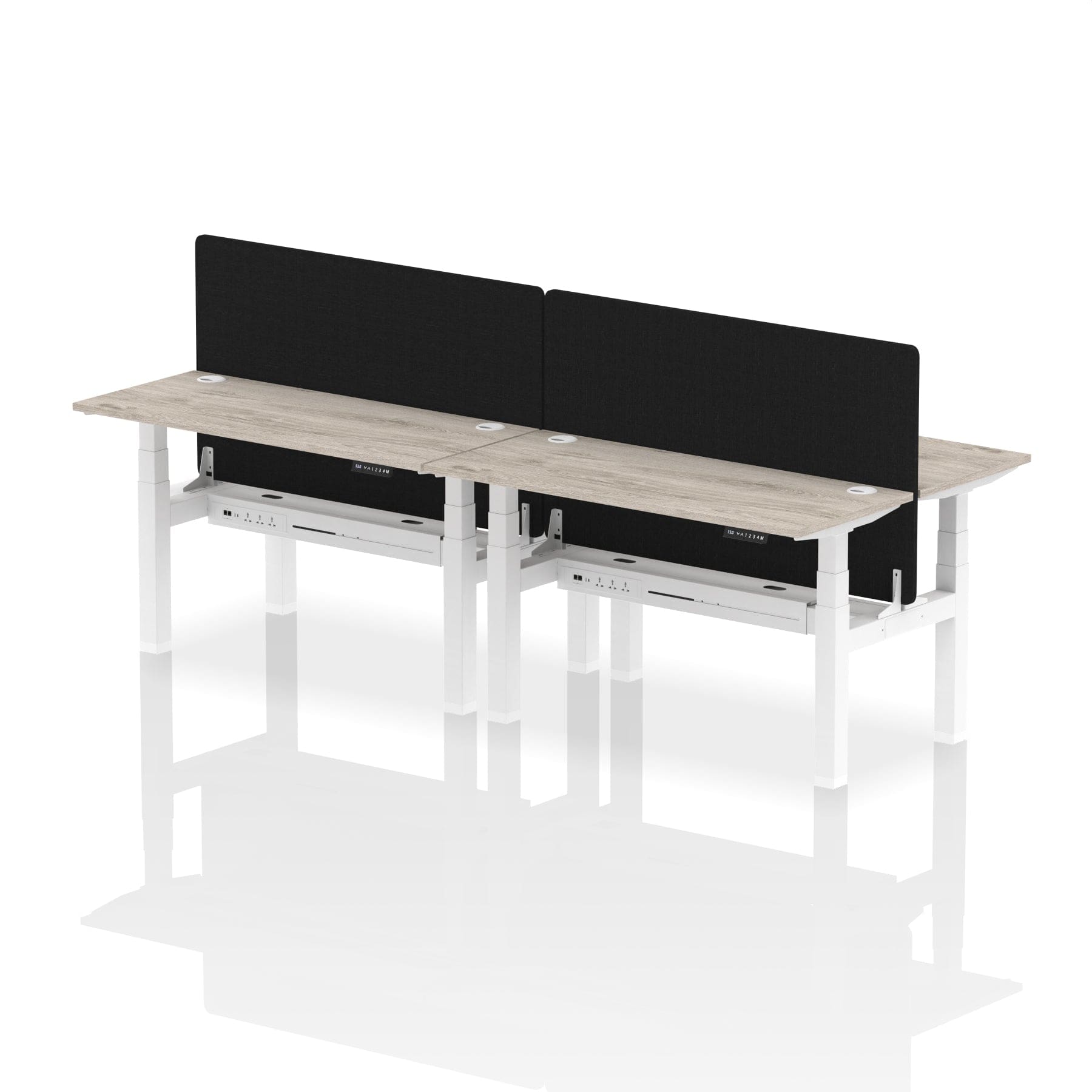 Air Back-to-Back Slimline Height Adjustable Bench Desk - 4 Person with Black Straight Screen - Image 24