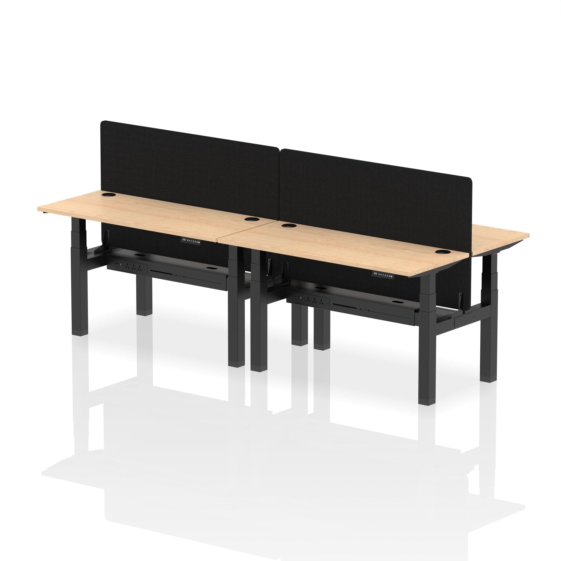 Air Back-to-Back Slimline Height Adjustable Bench Desk - 4 Person with Black Straight Screen - Image 25